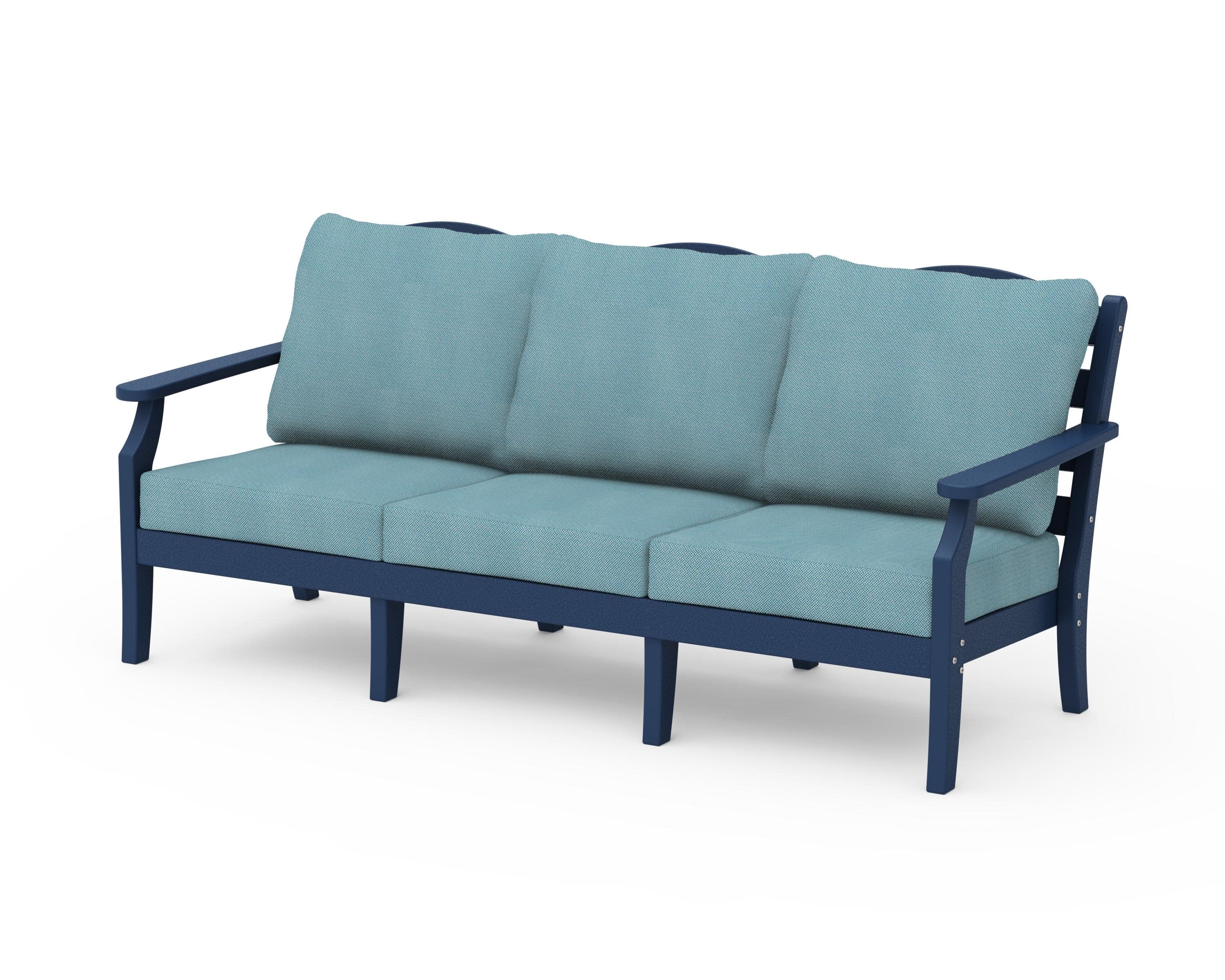 Savannah Deep Seating Sofa in Navy / Lattice Sky Blue
