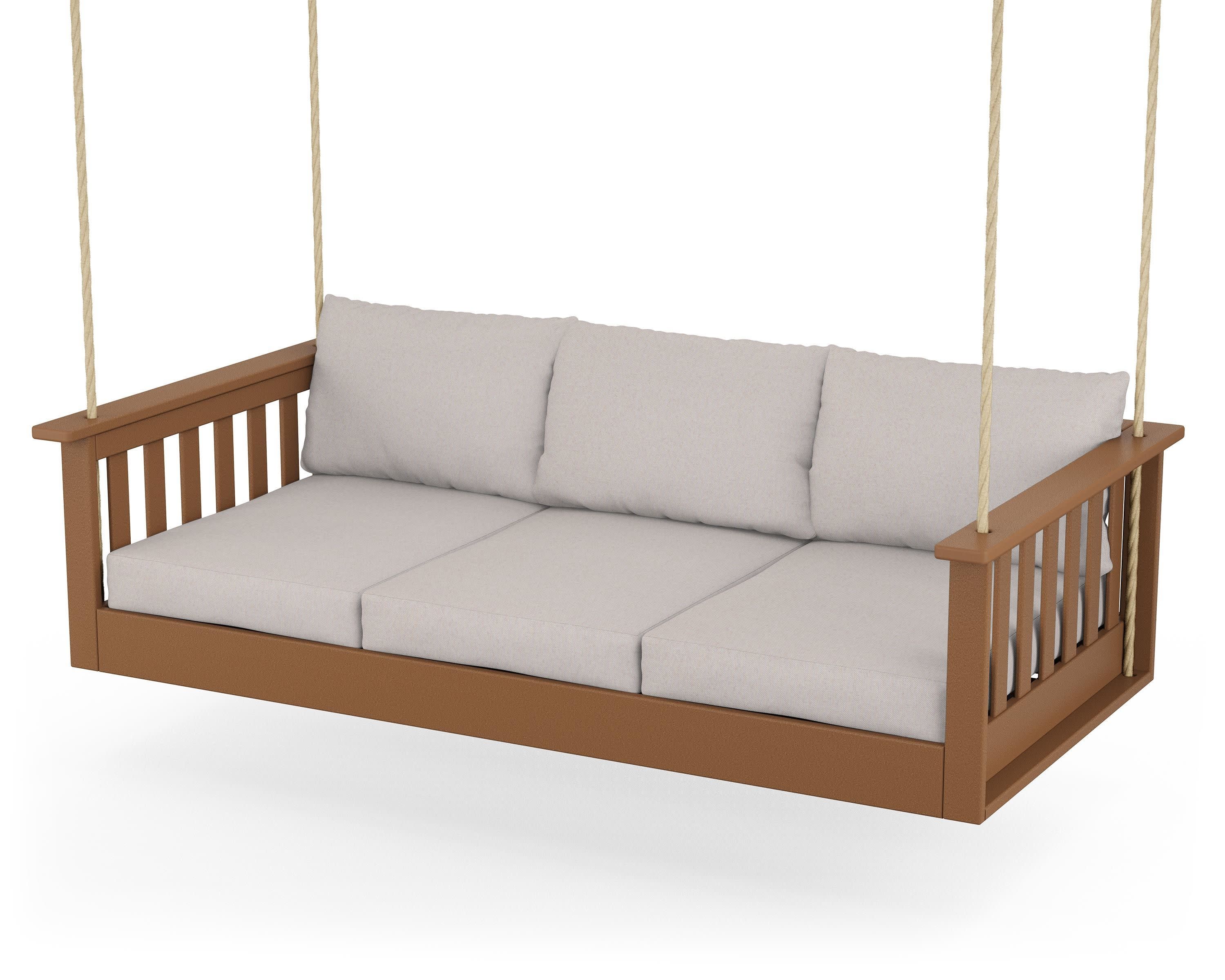 Vineyard Daybed Swing in Teak / Dune Burlap