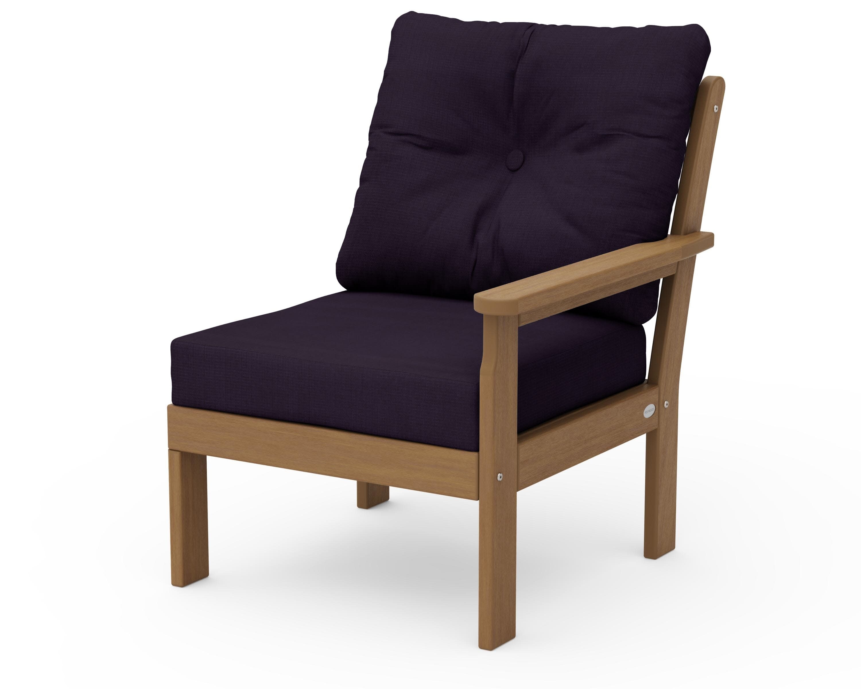 Vineyard Modular Right Arm Chair in Natural / Navy Linen
