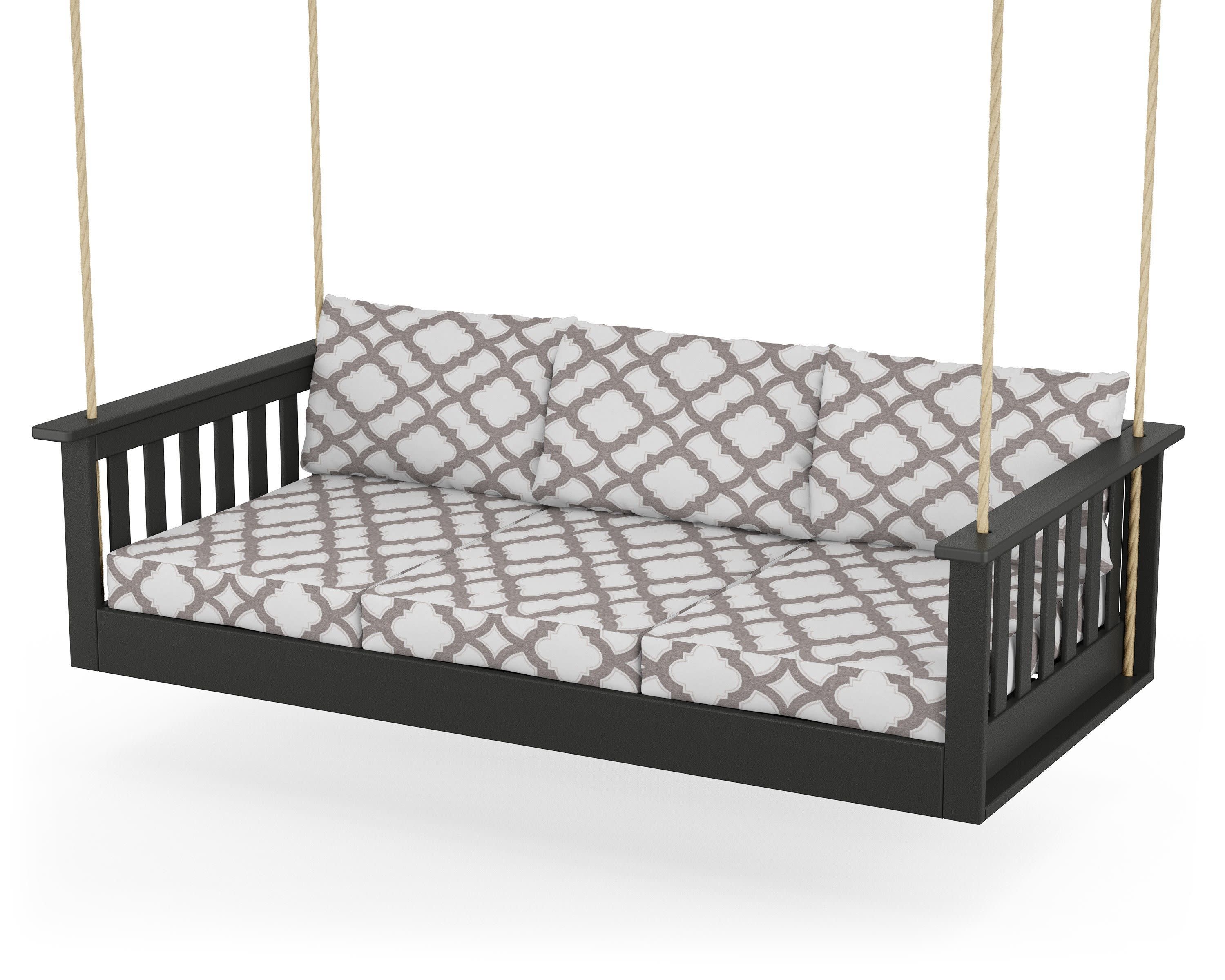 Vineyard Daybed Swing in Black / Trellis Grey Mist