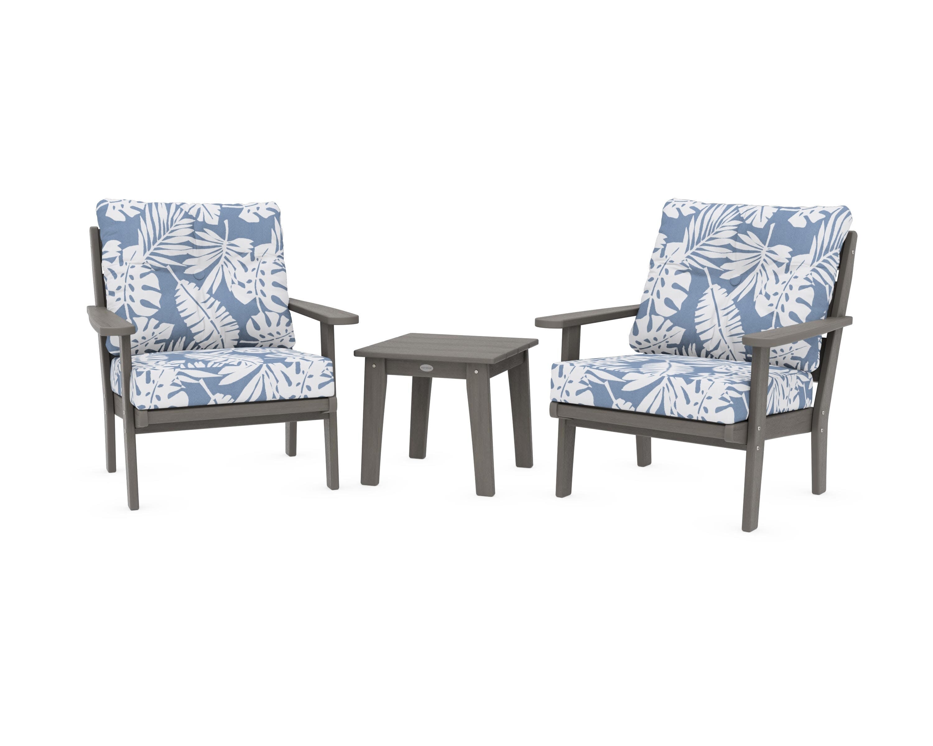 Lakeside 3-Piece Deep Seating Chair Set in Driftwood / Leaf Sky Blue