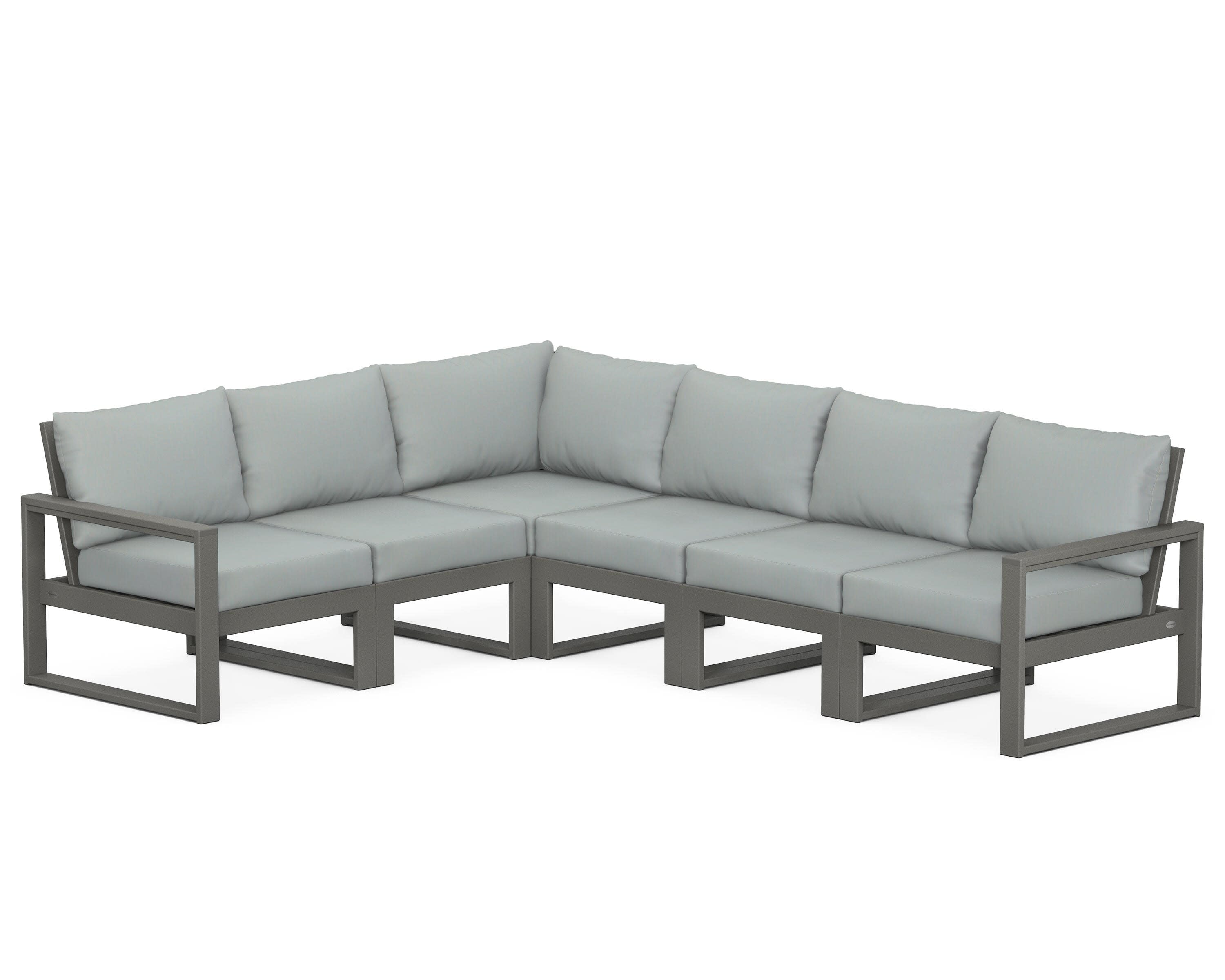 EDGE 6-Piece Modular Deep Seating Set in Slate Grey / Spa