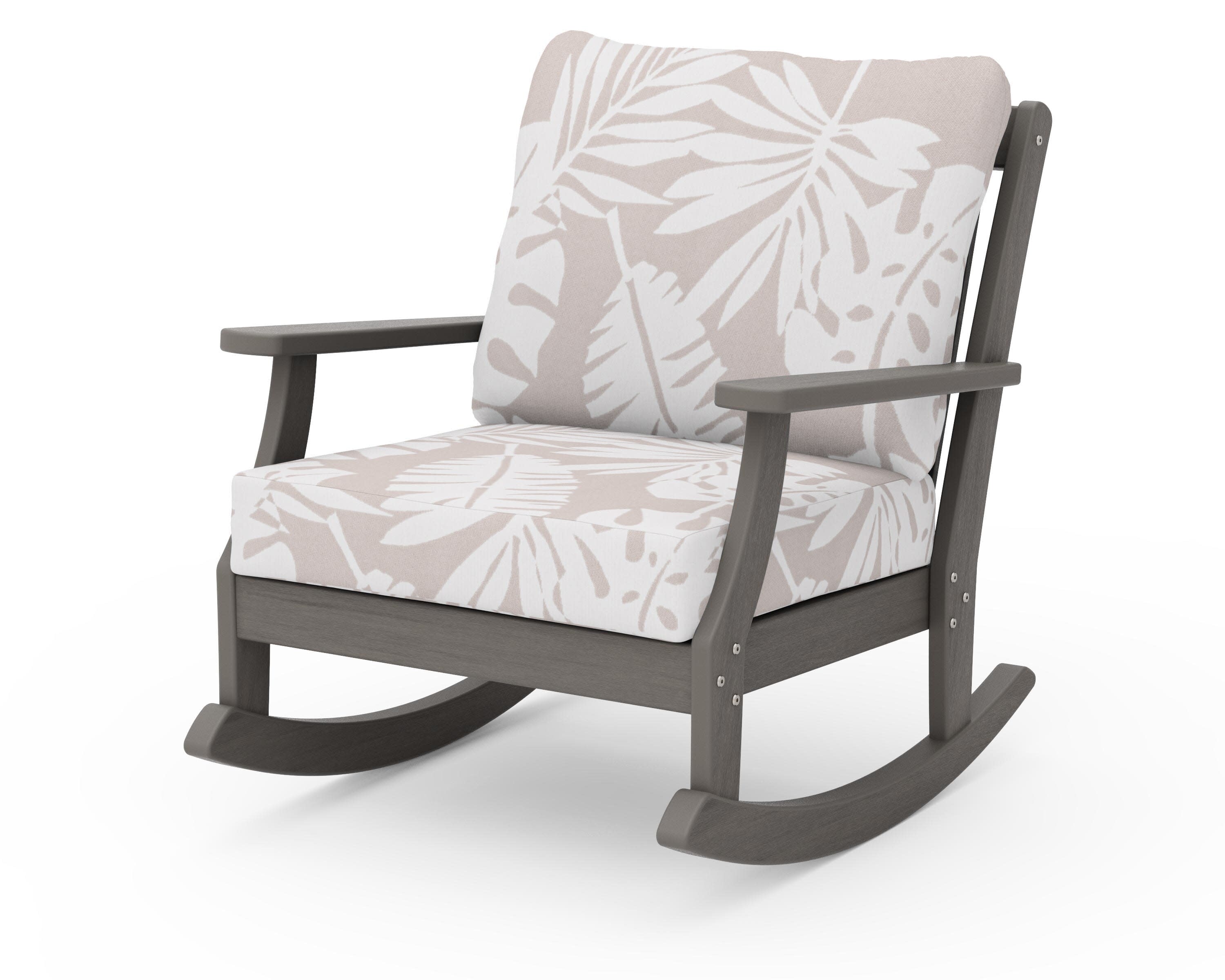 Braxton Deep Seating Rocking Chair in Driftwood / Leaf Dune Burlap