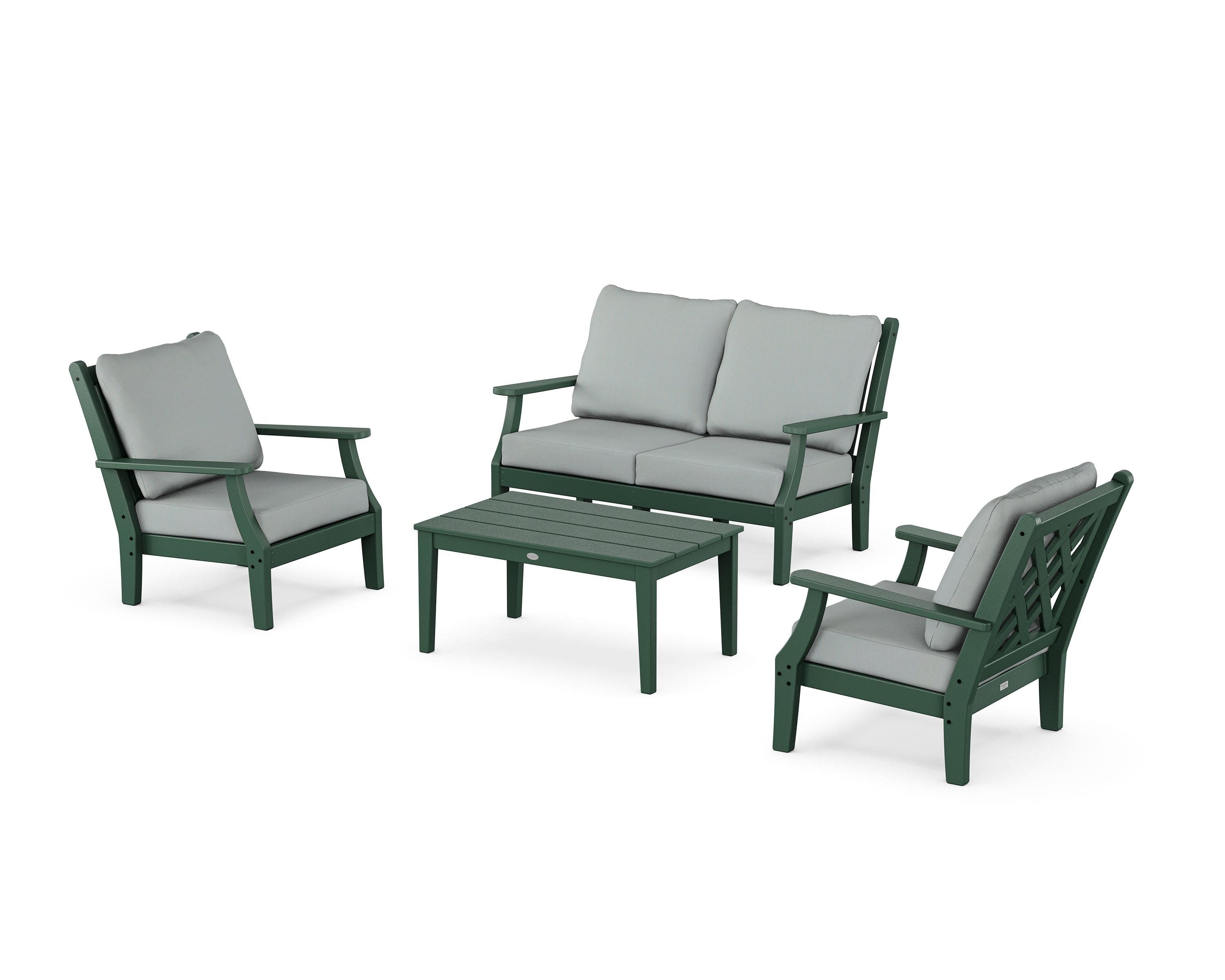 Wovendale 4-Piece Deep Seating Set with Loveseat in Green / Spa