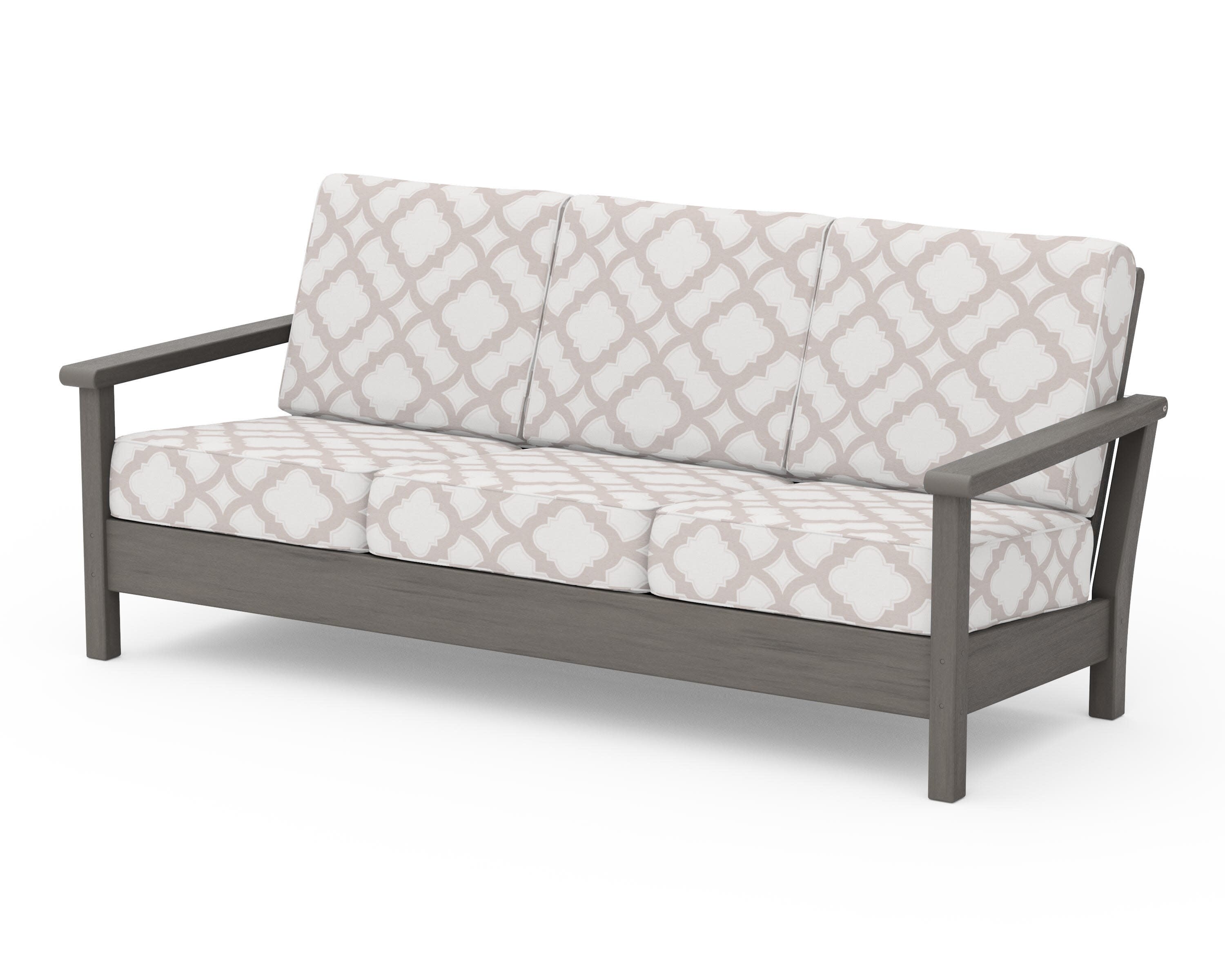Harbour Deep Seating Sofa in Driftwood / Trellis Dune Burlap