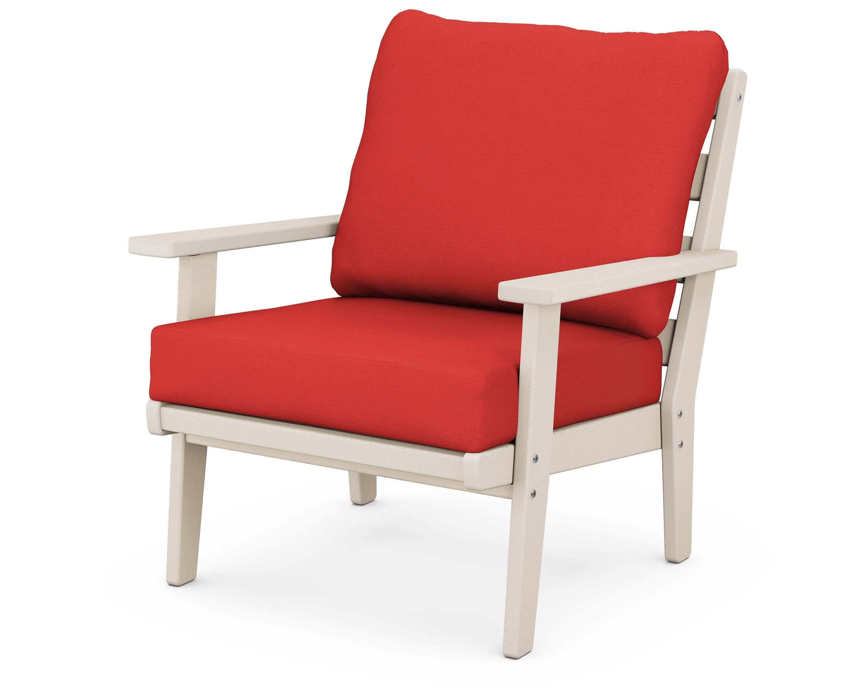 Grant Park Deep Seating Chair in Sand / Crimson Linen