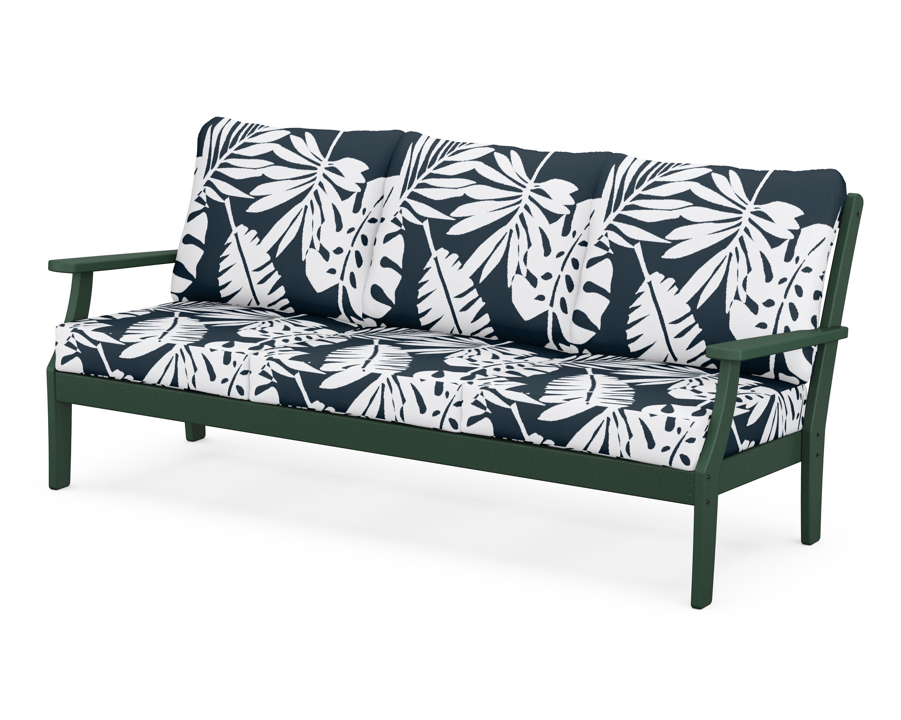 Braxton Deep Seating Sofa in Green / Leaf Marine Indigo
