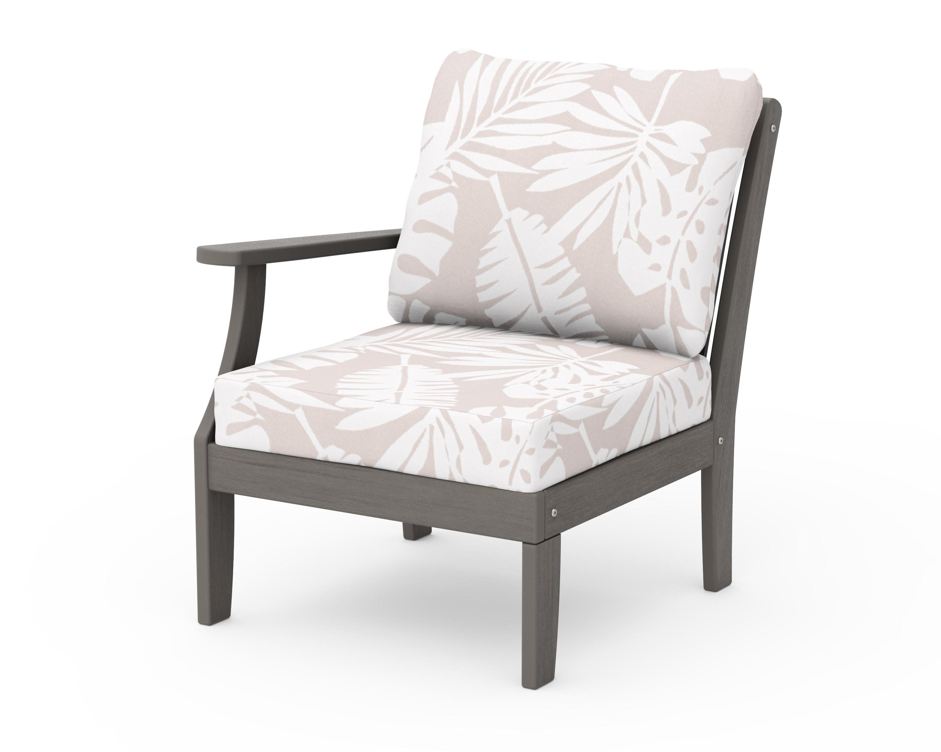 Braxton Modular Left Arm Chair in Driftwood / Leaf Dune Burlap