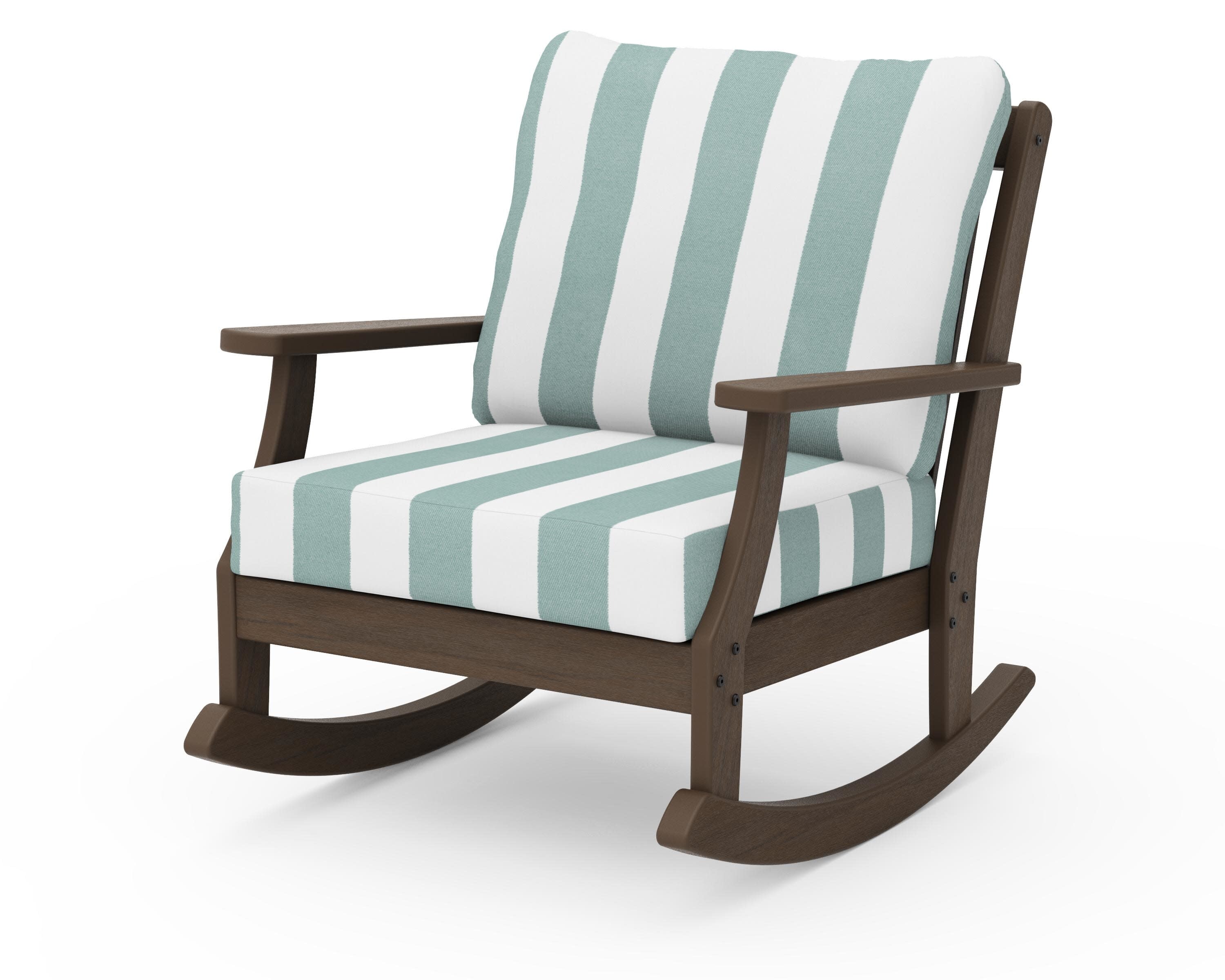 Braxton Deep Seating Rocking Chair in Kona / Cabana Stripe Glacier Spa