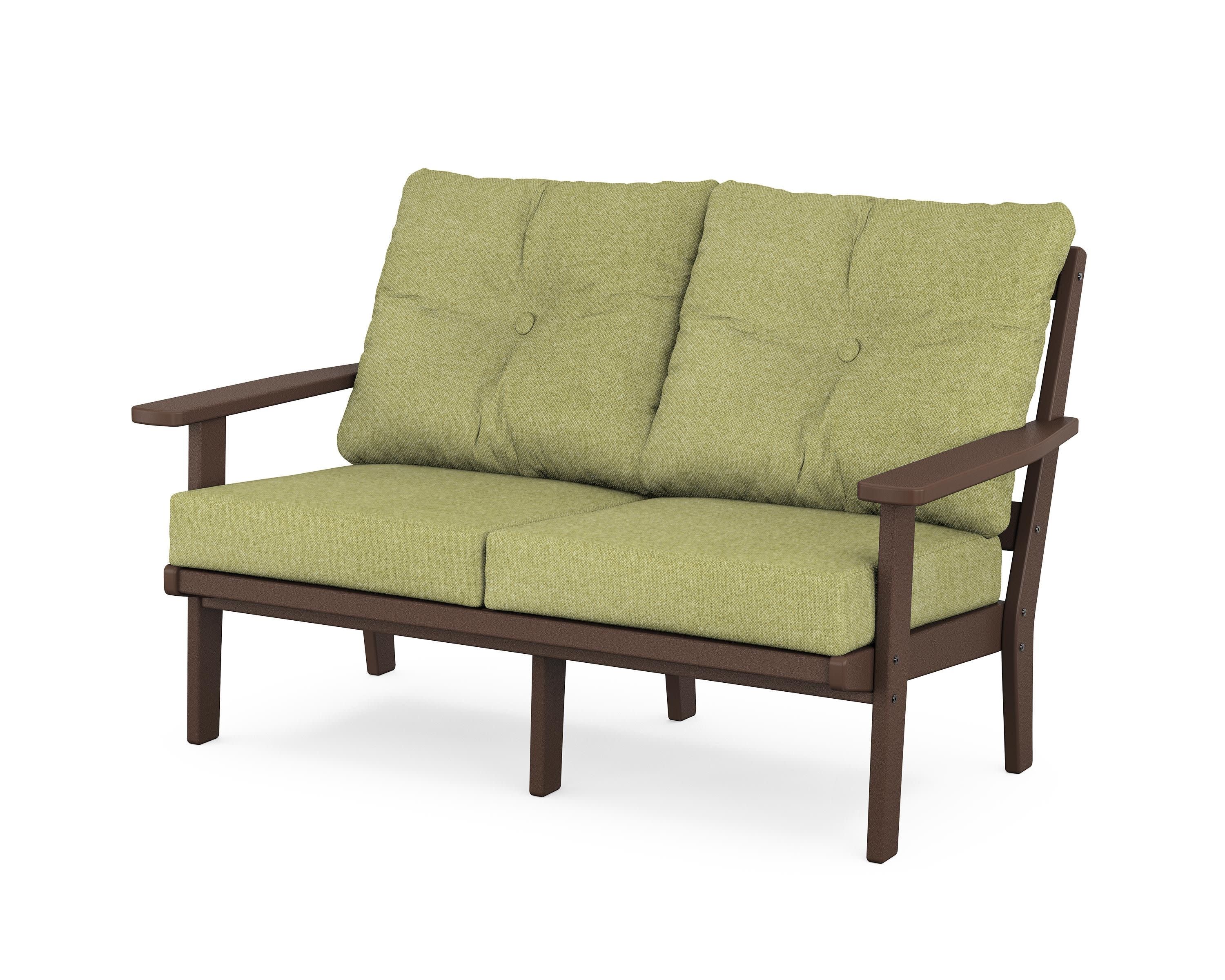 Oxford Deep SeatingLoveseat in Mahogany / Chartreuse Boucle