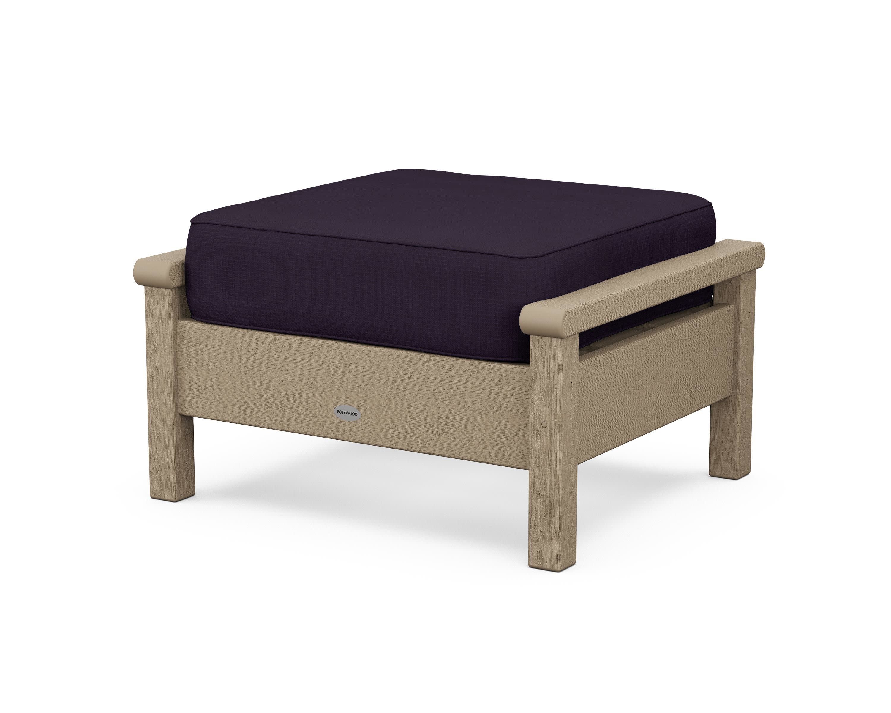 Harbour Deep Seating Ottoman in Vintage Sahara / Navy Linen