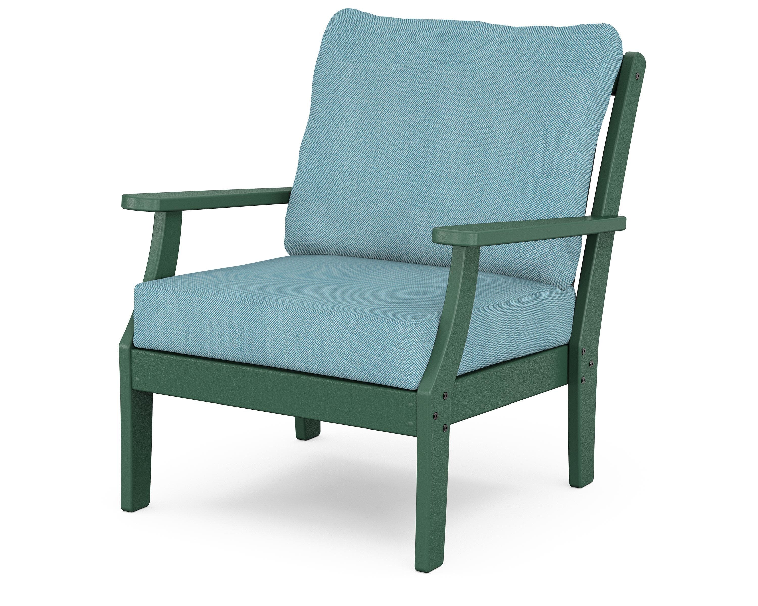 Braxton Deep Seating Chair in Green / Lattice Sky Blue