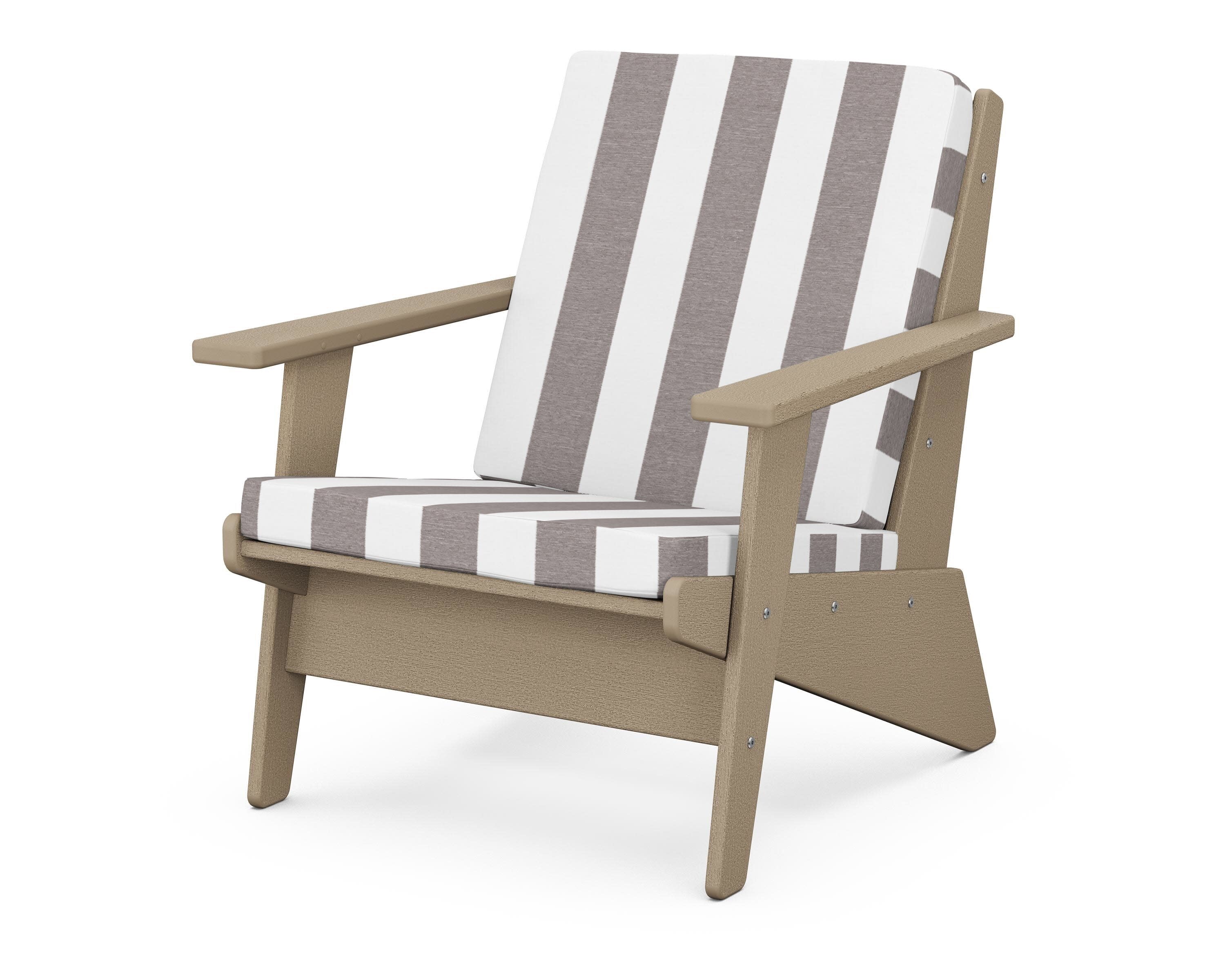 Riviera Modern Lounge Chair in Vintage Sahara / Cabana Stripe Grey Mist