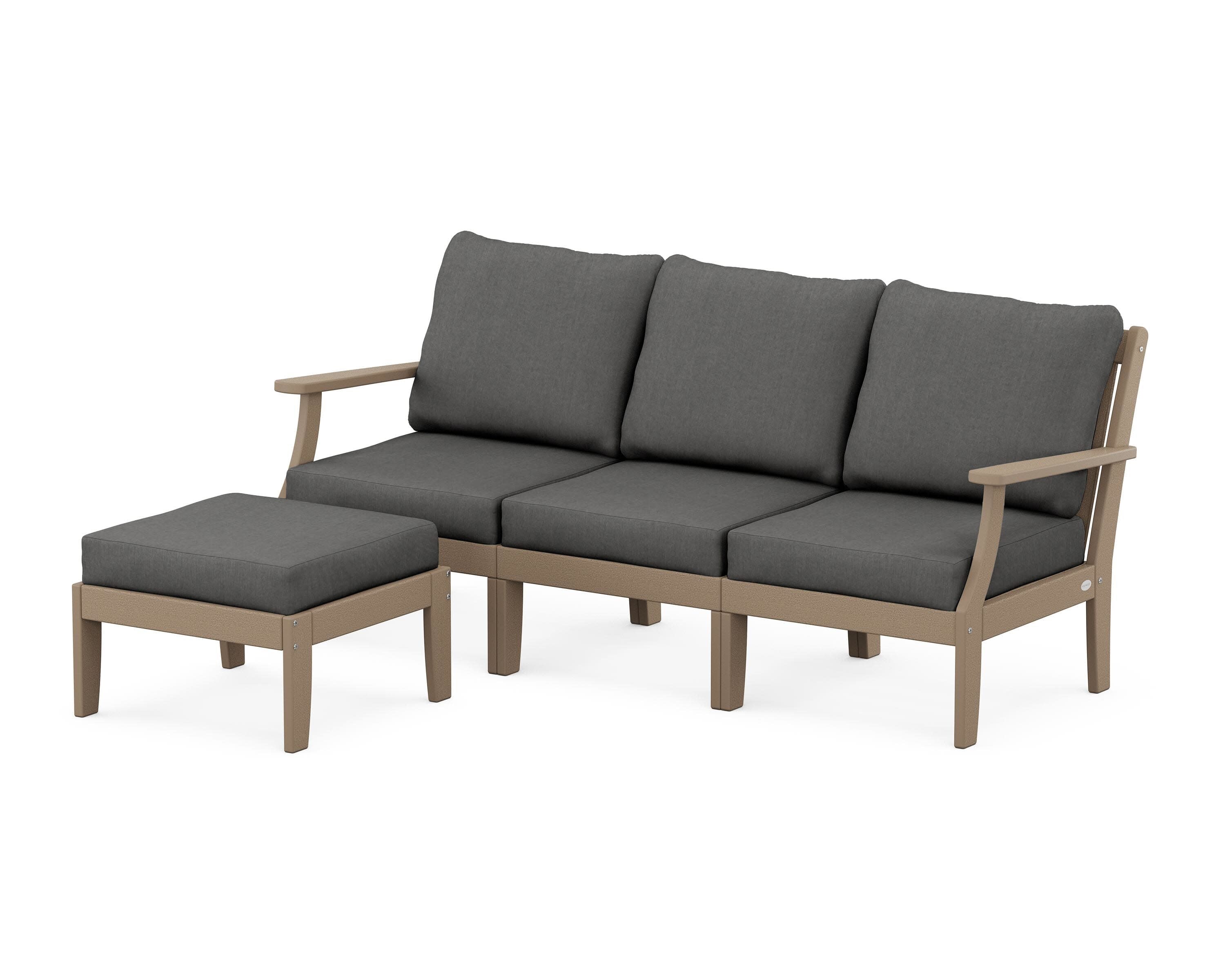 Braxton Modular 4-Piece Deep Seating Set with Ottoman in Vintage Sahara / Spectrum Carbon