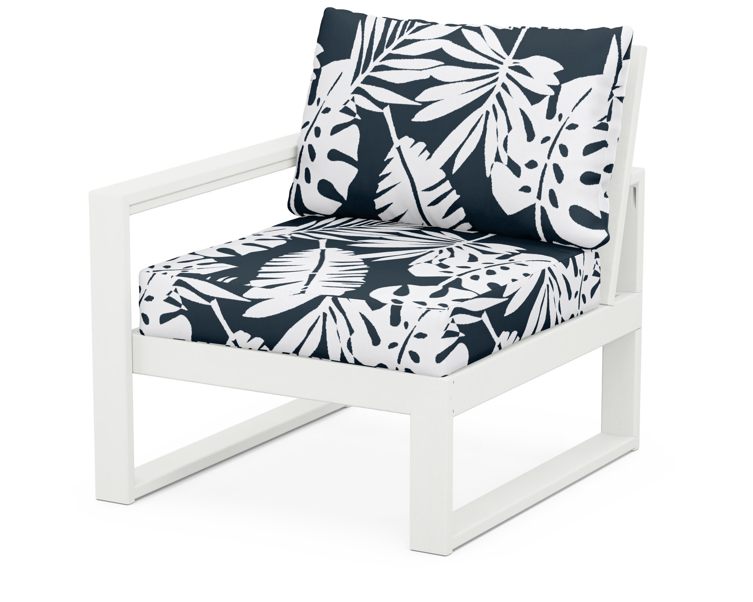 EDGE Modular Left Arm Chair in Vintage White / Leaf Marine Indigo