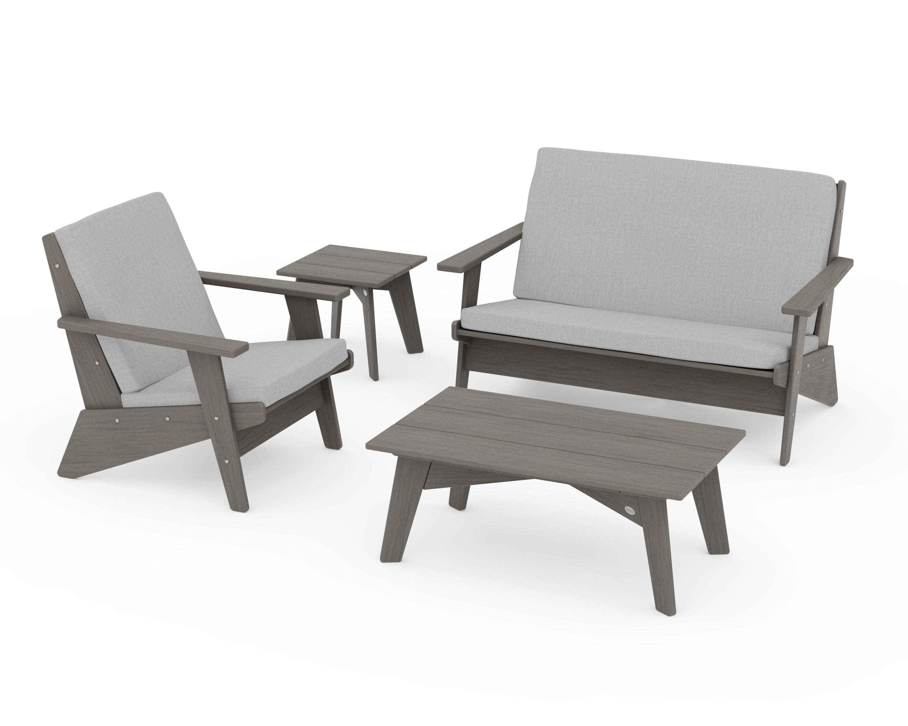 Riviera Modern Lounge 4-Piece Set in Driftwood / Granite