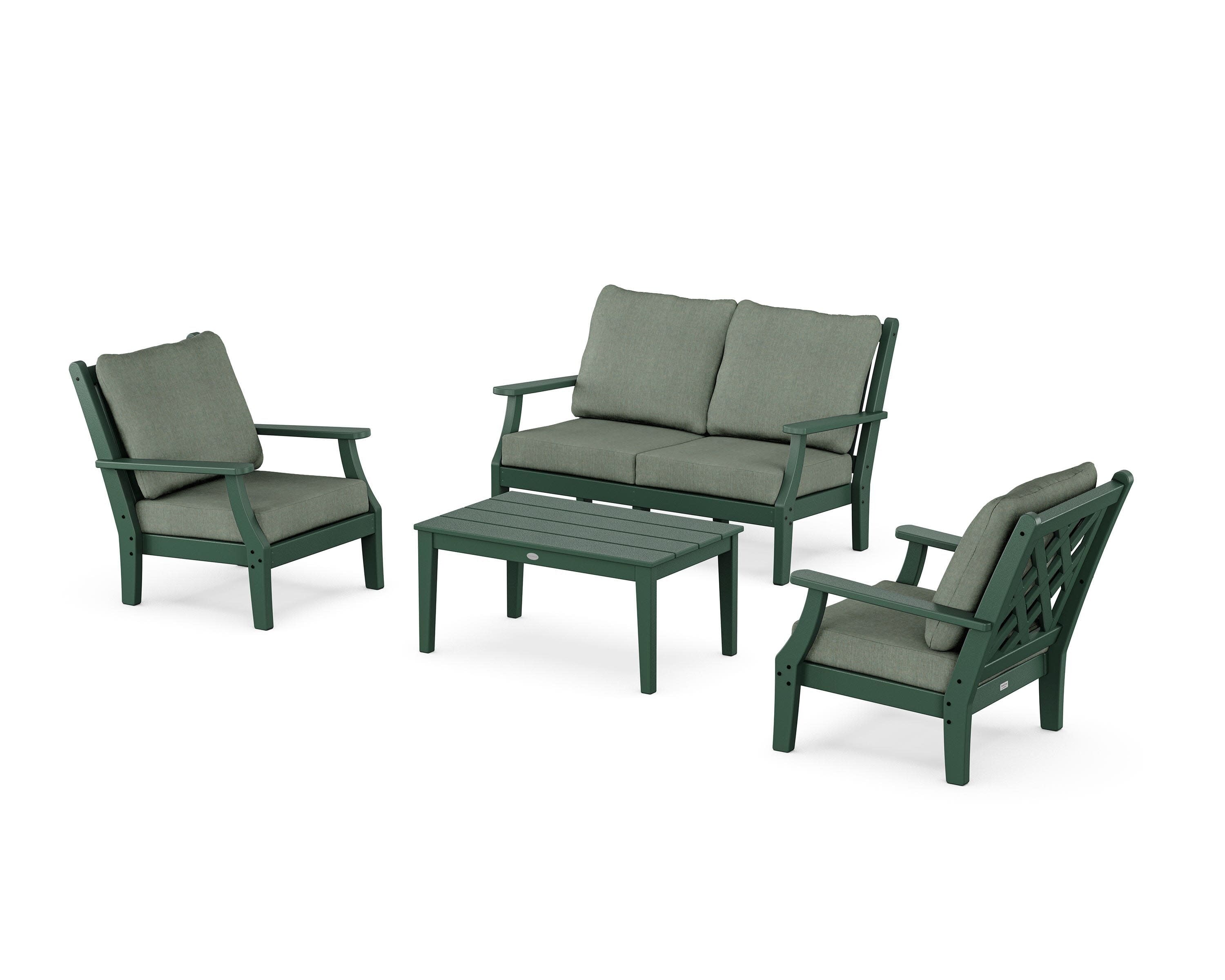 Wovendale 4-Piece Deep Seating Set with Loveseat in Green / Cast Sage