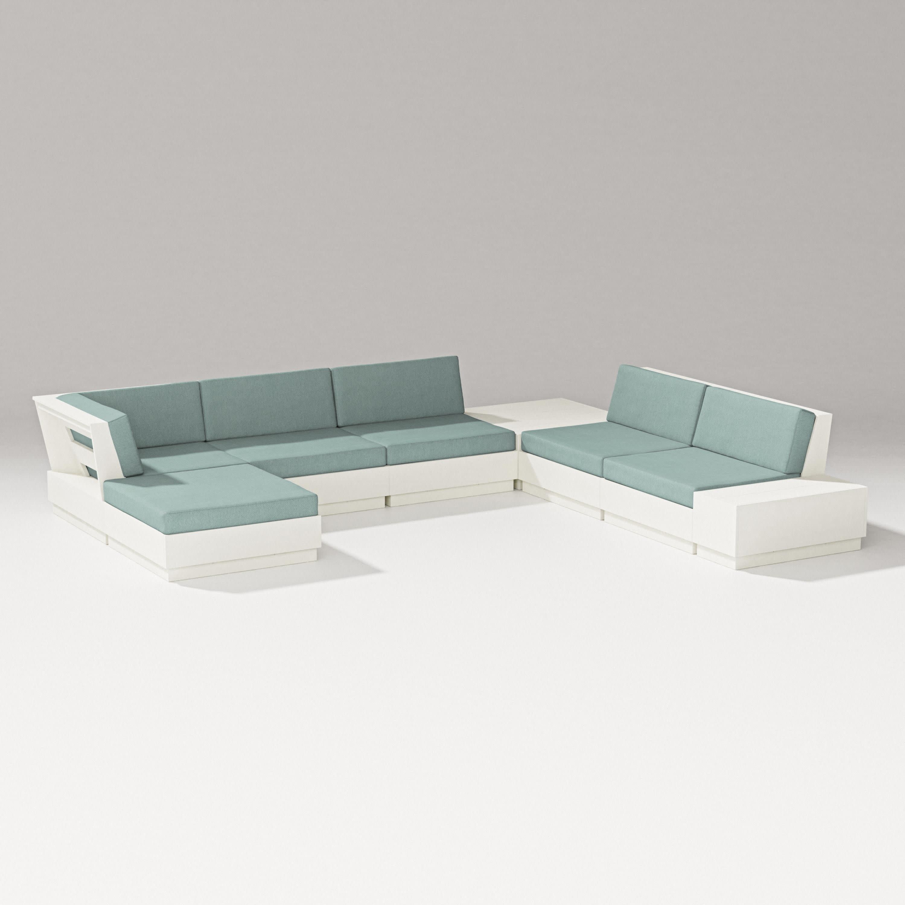 Elevate 8-Piece Corner Sectional in Vintage White / Glacier Spa