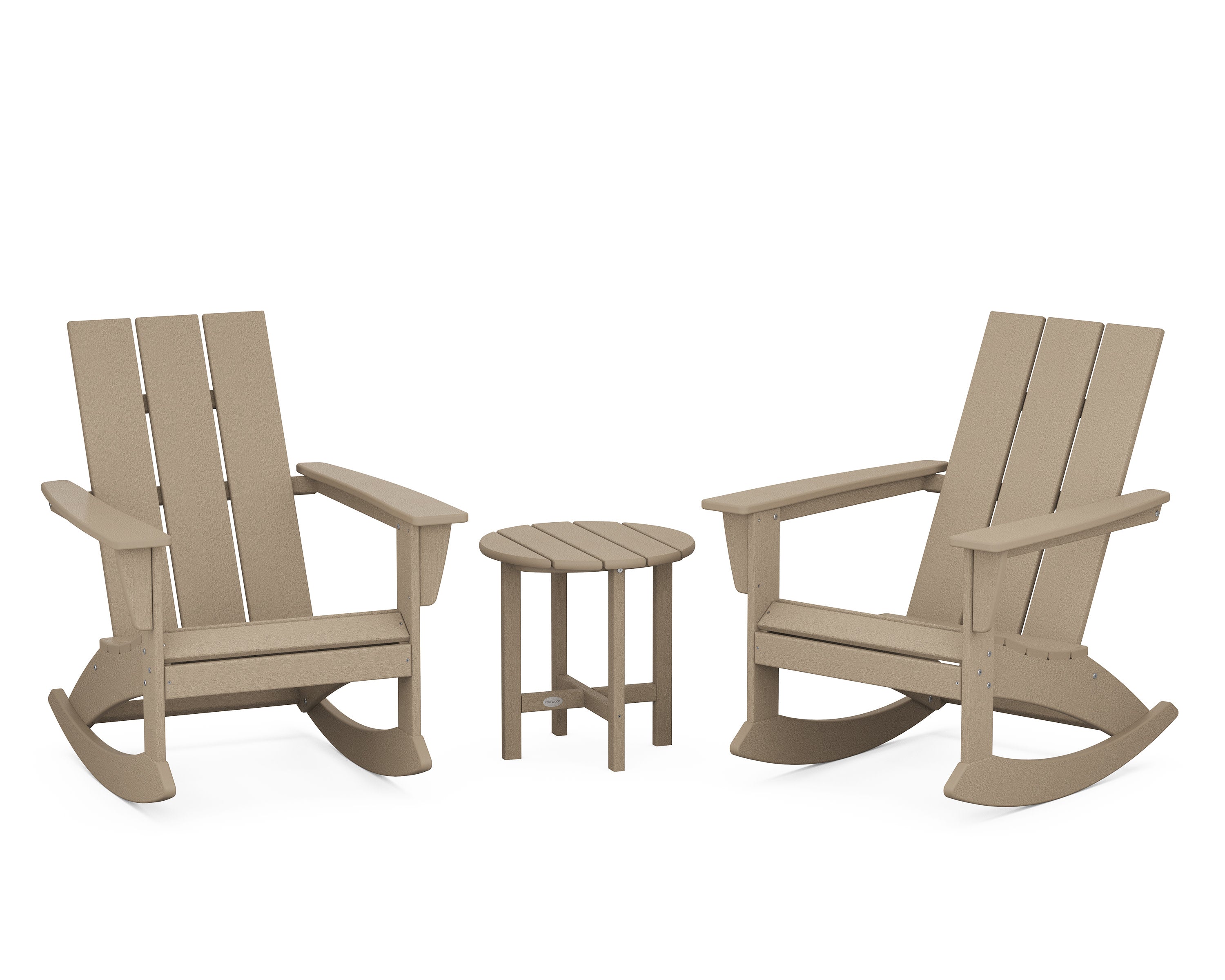 Modern 3-Piece Adirondack Rocking Chair Set in Vintage Sahara