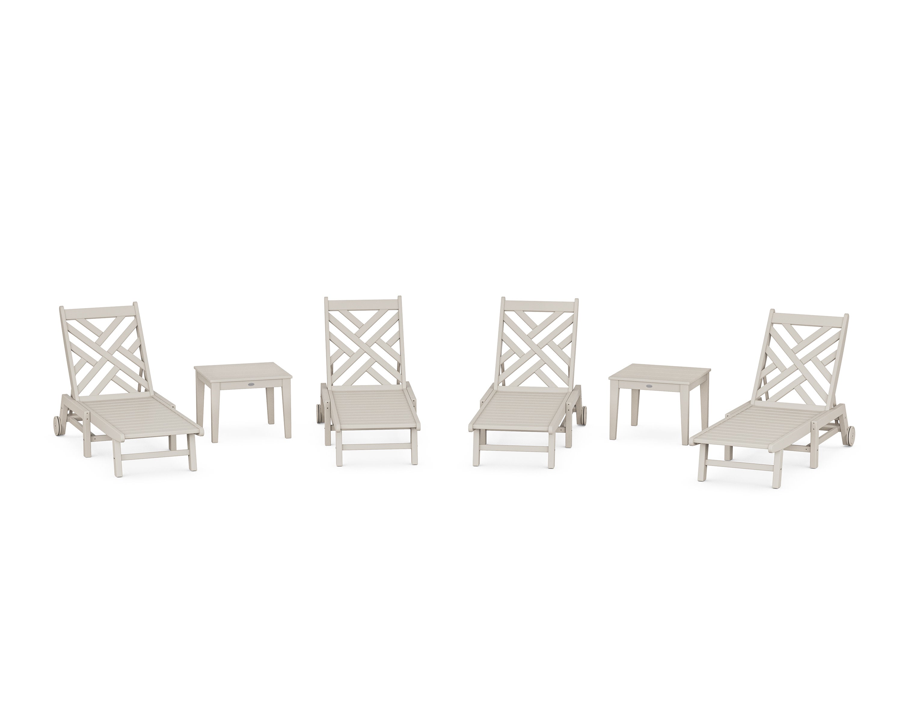 Chippendale 6-Piece Chaise Set with Wheels in Sand