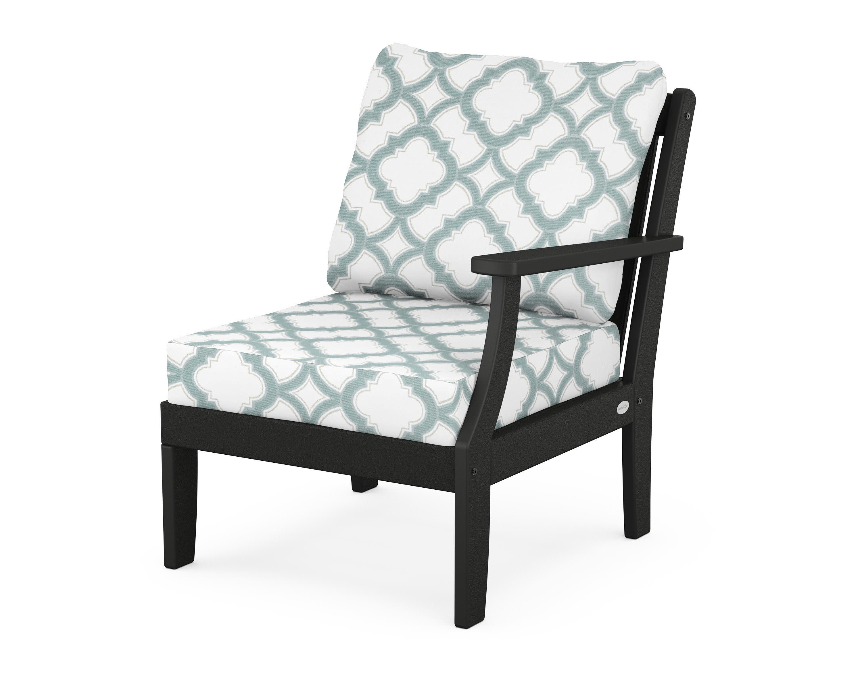 Braxton Modular Right Arm Chair in Black / Trellis Glacier Spa