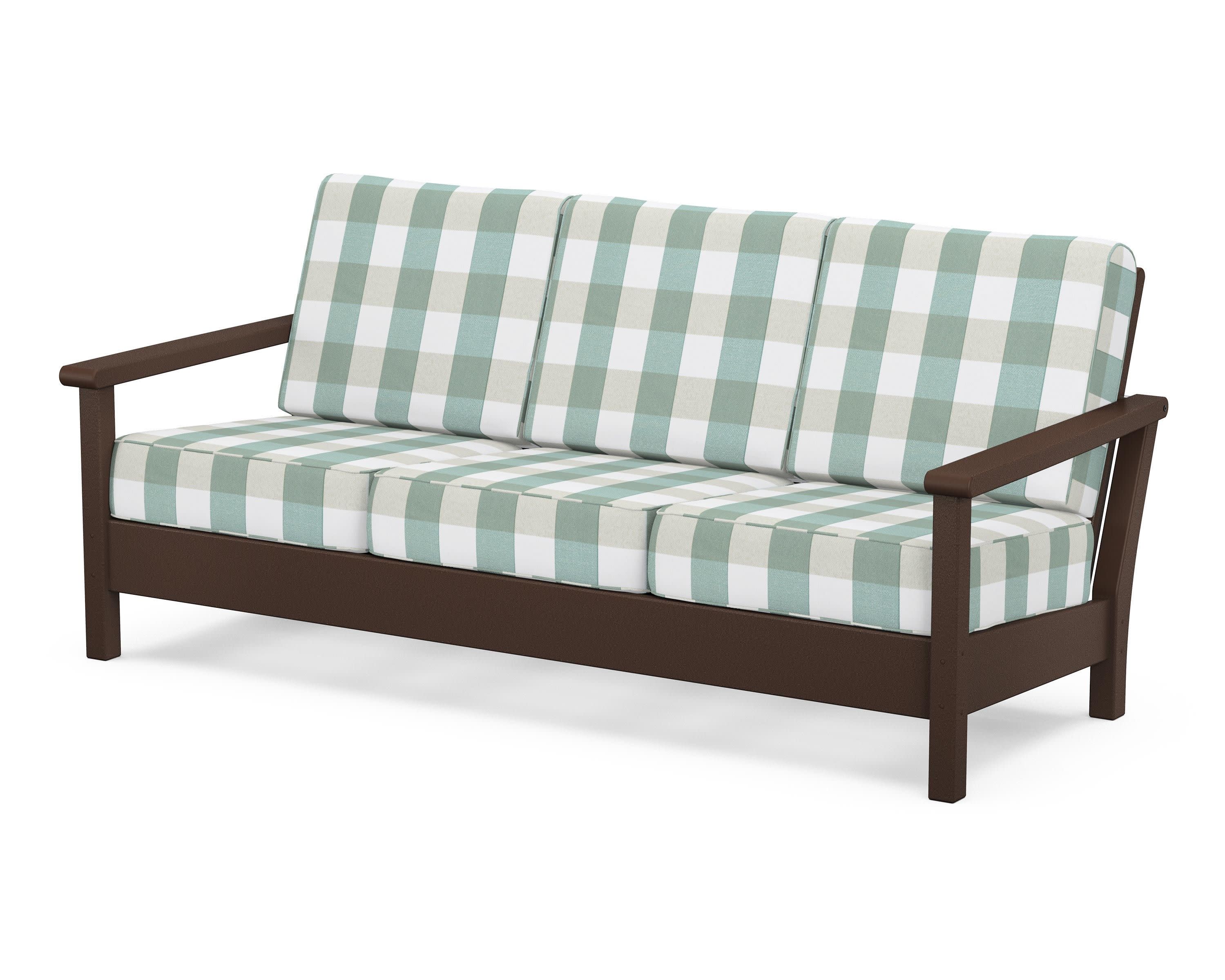 Harbour Deep Seating Sofa in Mahogany / Buffalo Plaid Glacier Spa