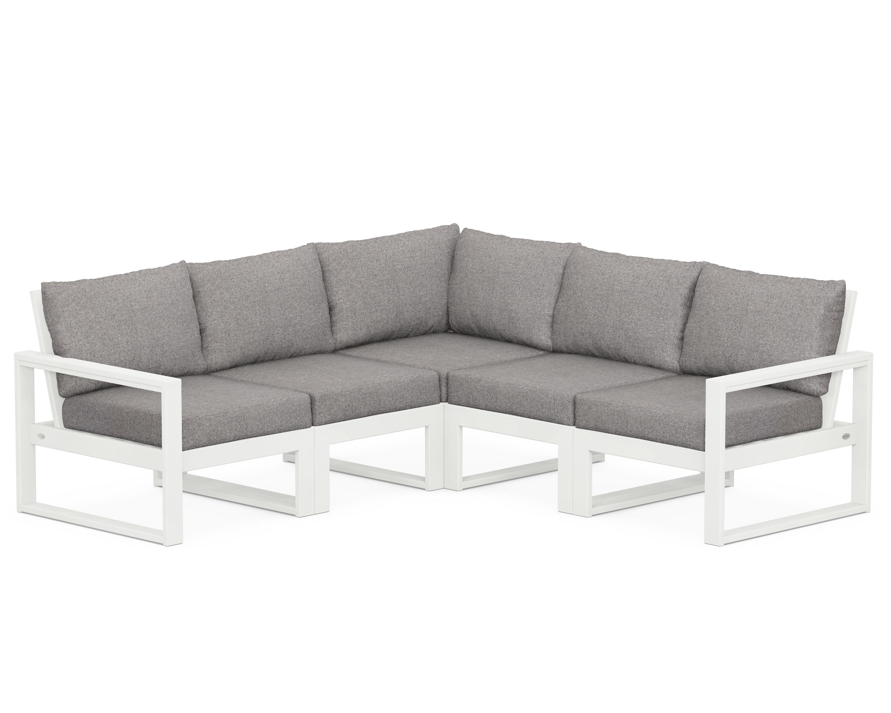 EDGE 5-Piece Modular Deep Seating Set in Vintage White / Grey Mist