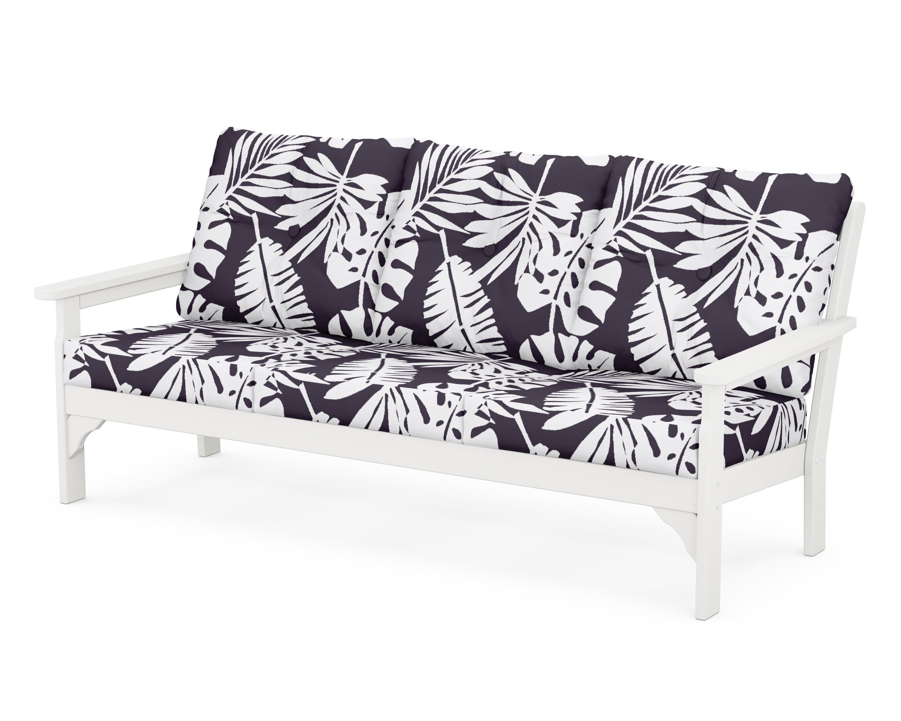 Vineyard Deep Seating Sofa in Vintage White / Leaf Navy
