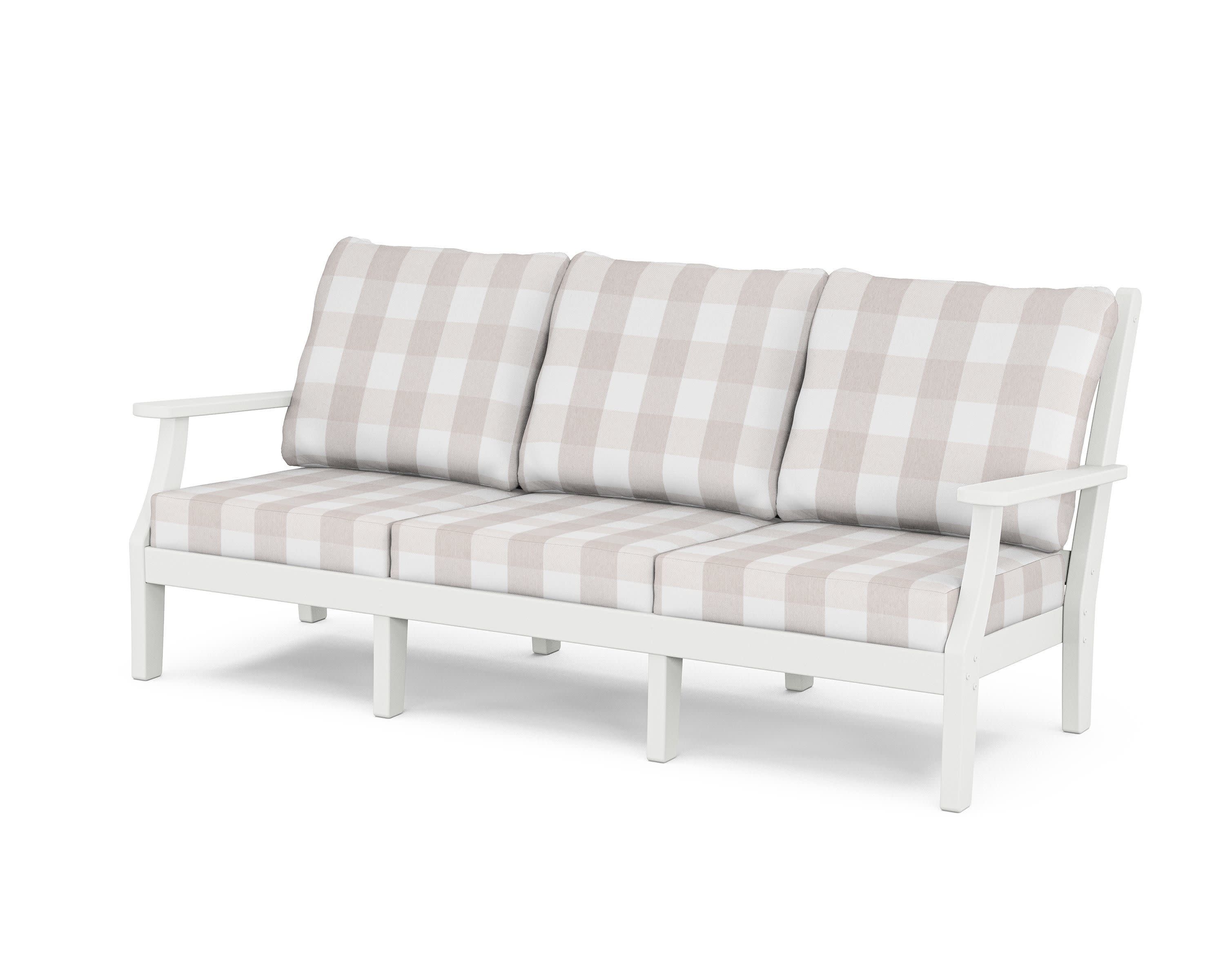 Wovendale Deep Seating Sofa in White / Buffalo Plaid Dune Burlap