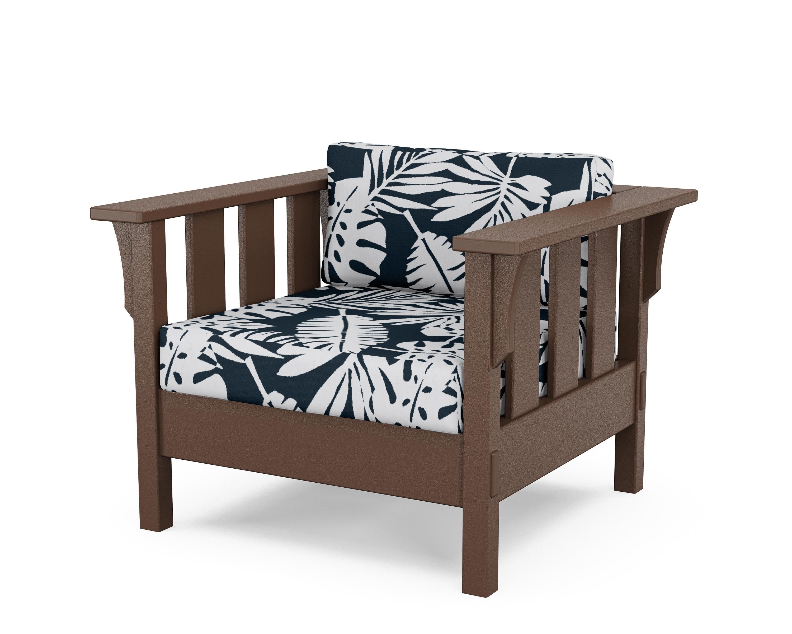 Acadia Deep Seating Chair in Mahogany / Leaf Marine Indigo
