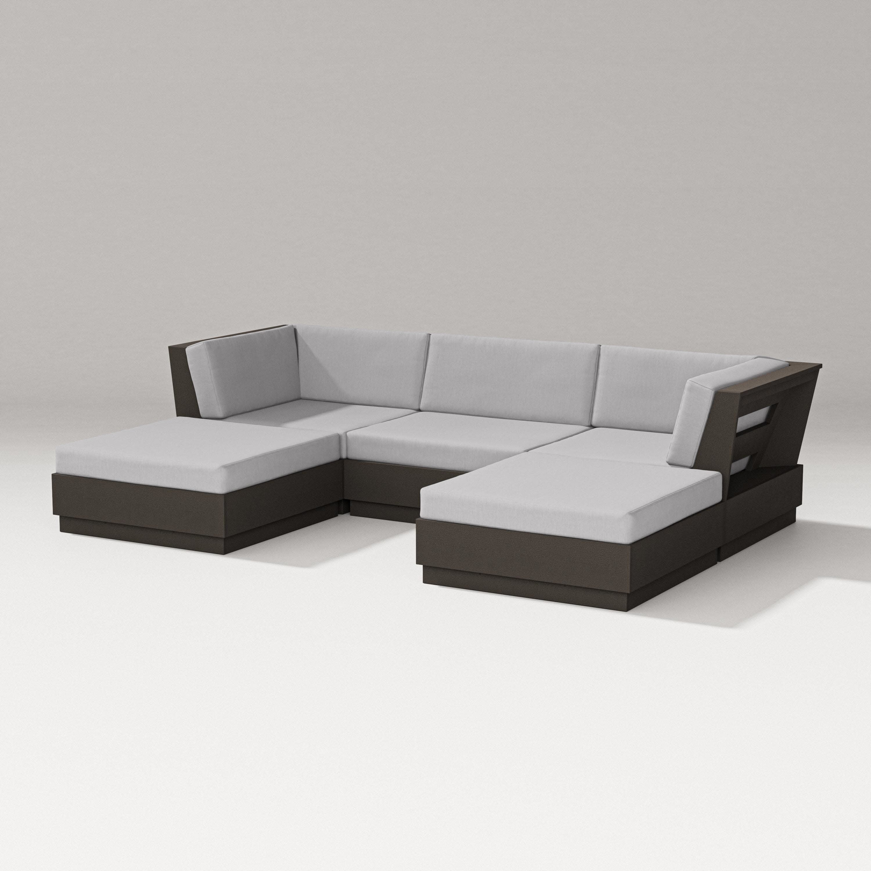 Elevate Double Chaise Sectional in Vintage Coffee / Granite