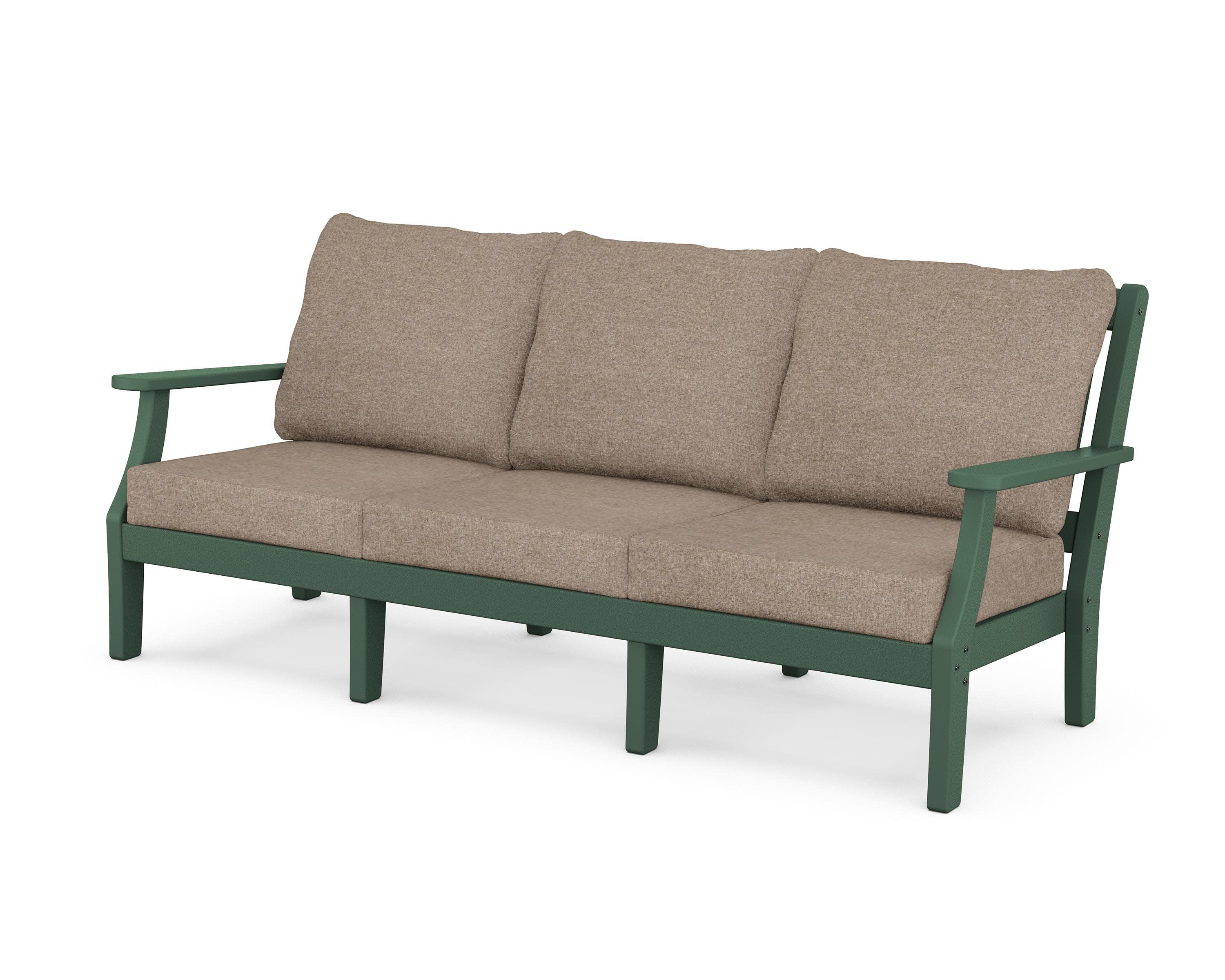 Chinoiserie Deep Seating Sofa in Green / Spiced Burlap