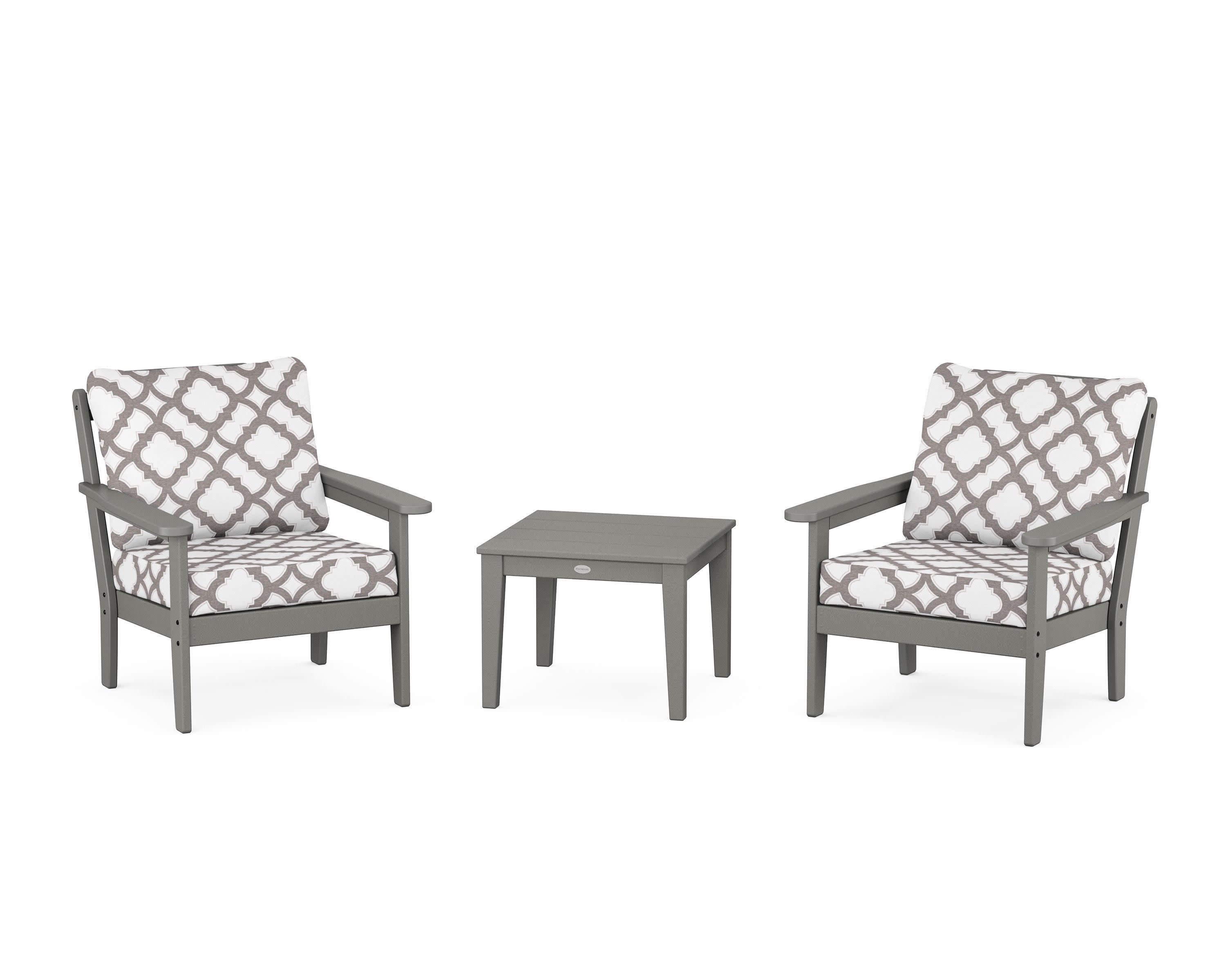 Cottage 3-Piece Deep Seating Set in Slate Grey / Trellis Grey Mist