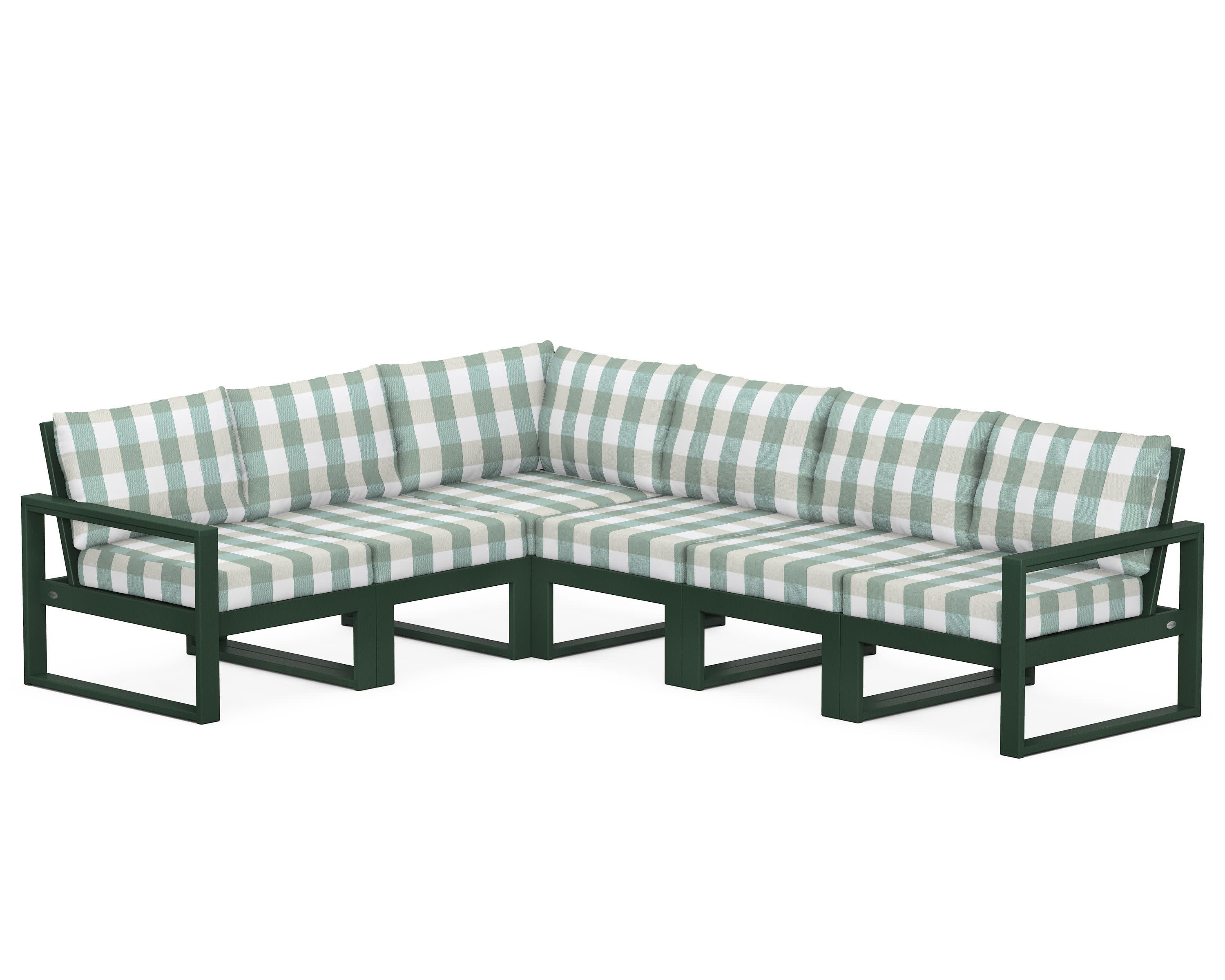 EDGE 6-Piece Modular Deep Seating Set in Green / Buffalo Plaid Glacier Spa