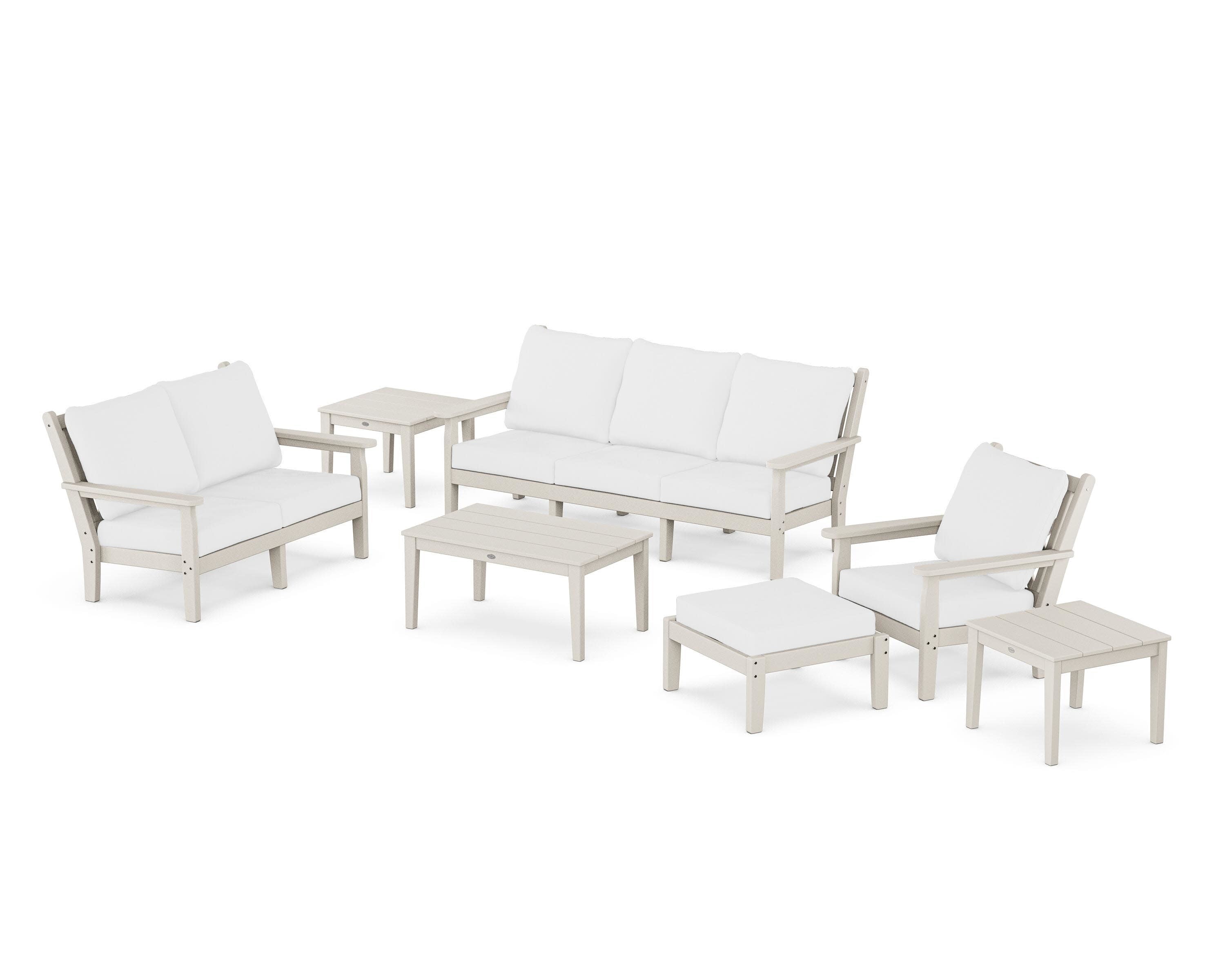 Chippendale 7-Piece Deep Seating Set in Sand / Natural