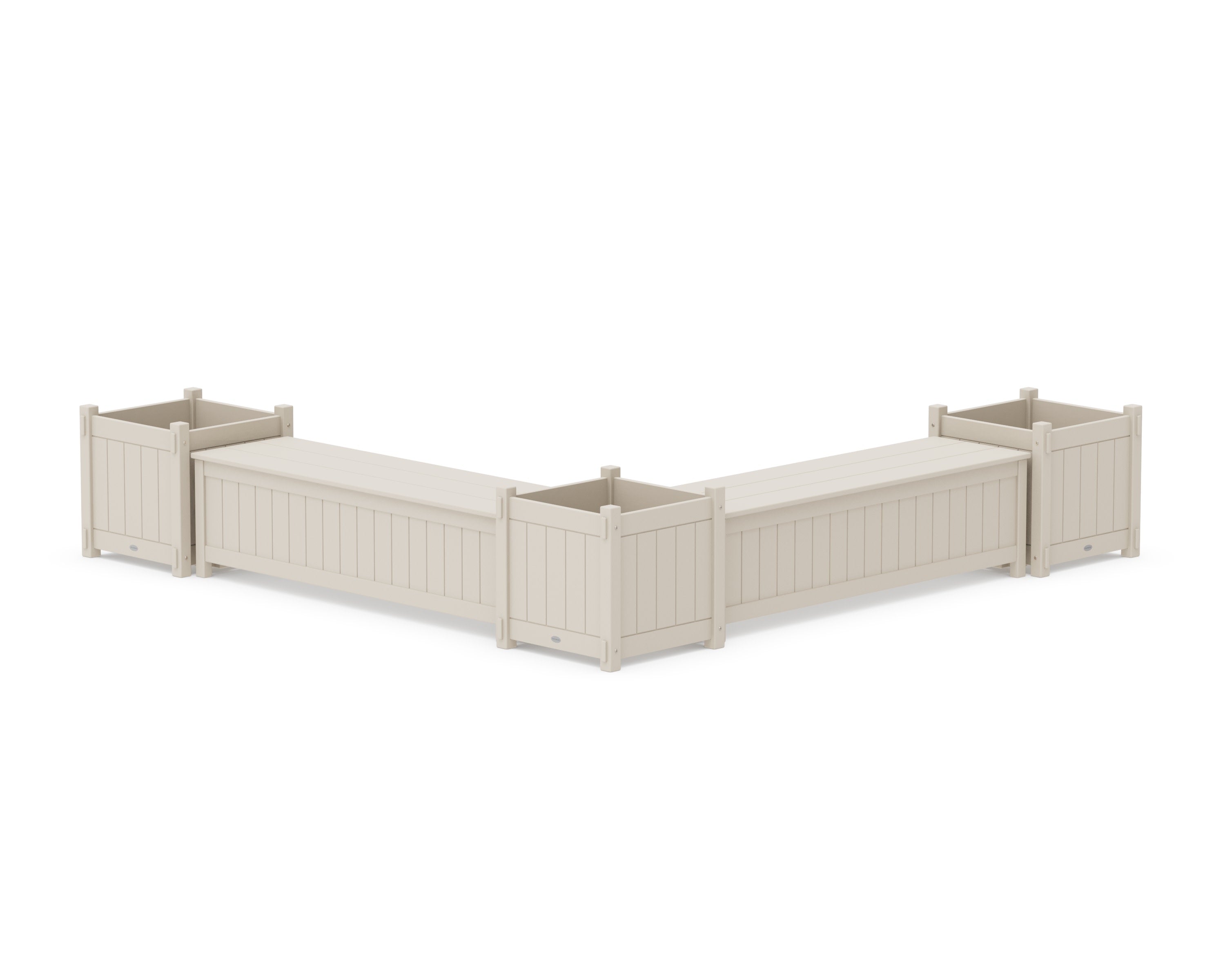 60" Vineyard L- Shaped Planter Storage Bench Corner Set- Large in Sand