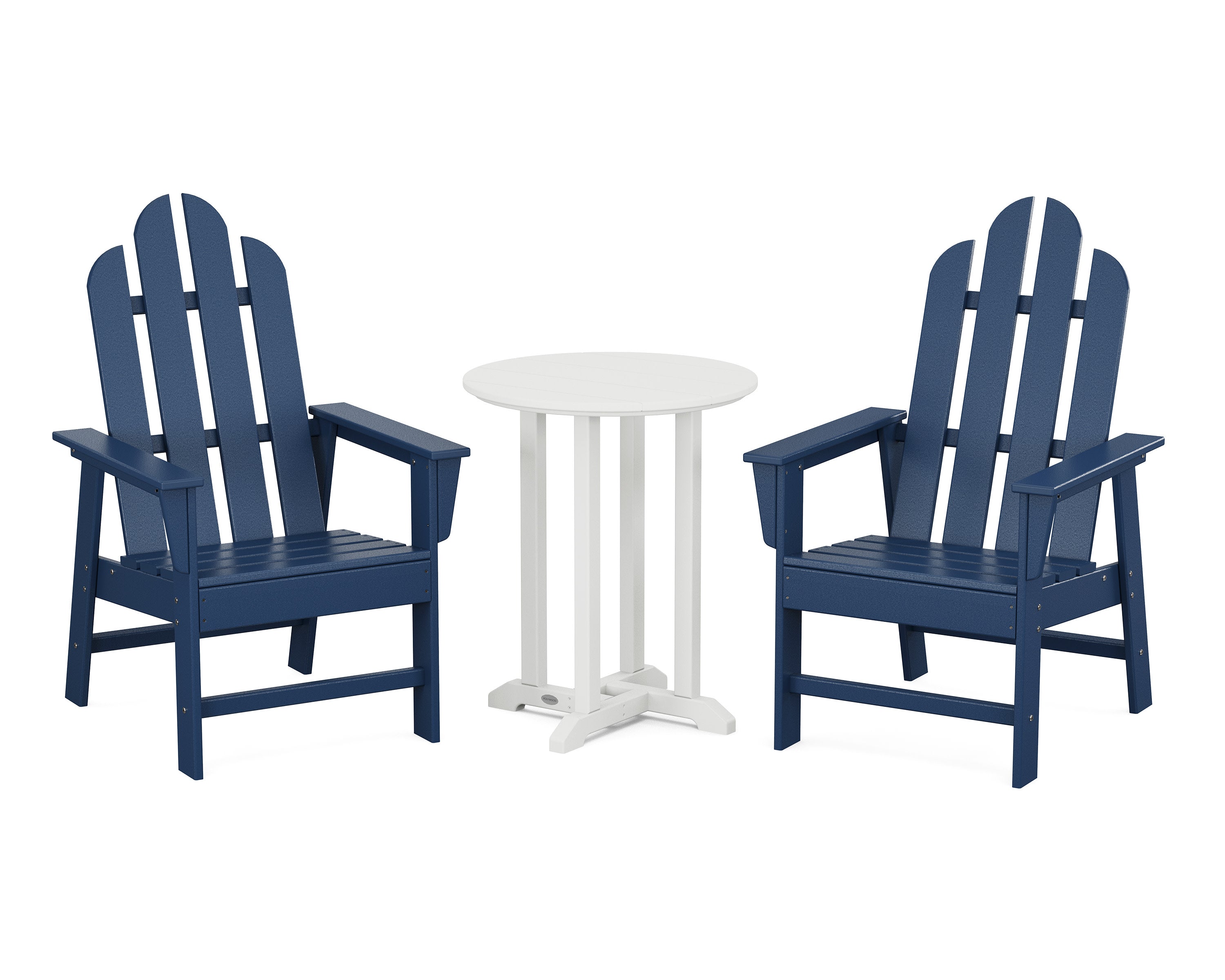 Long Island 3-Piece Round Bistro Dining Set in Navy / White