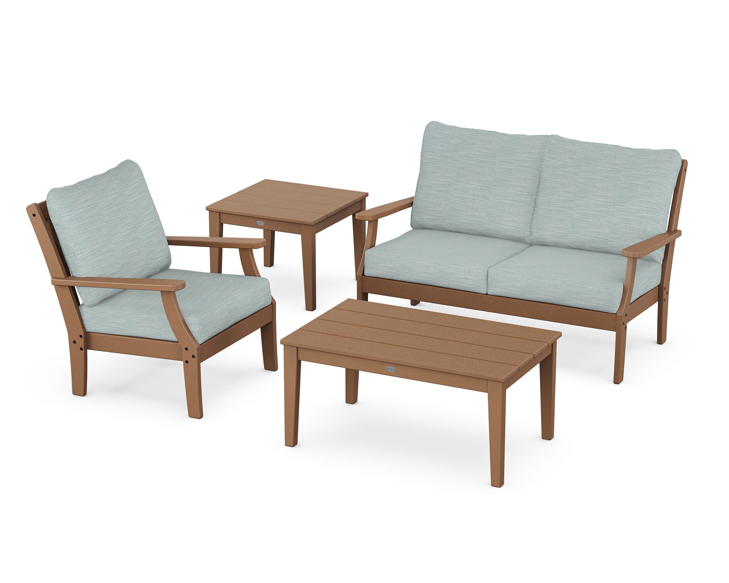 Braxton 4-Piece Deep Seating Set in Teak / Soothe Mist