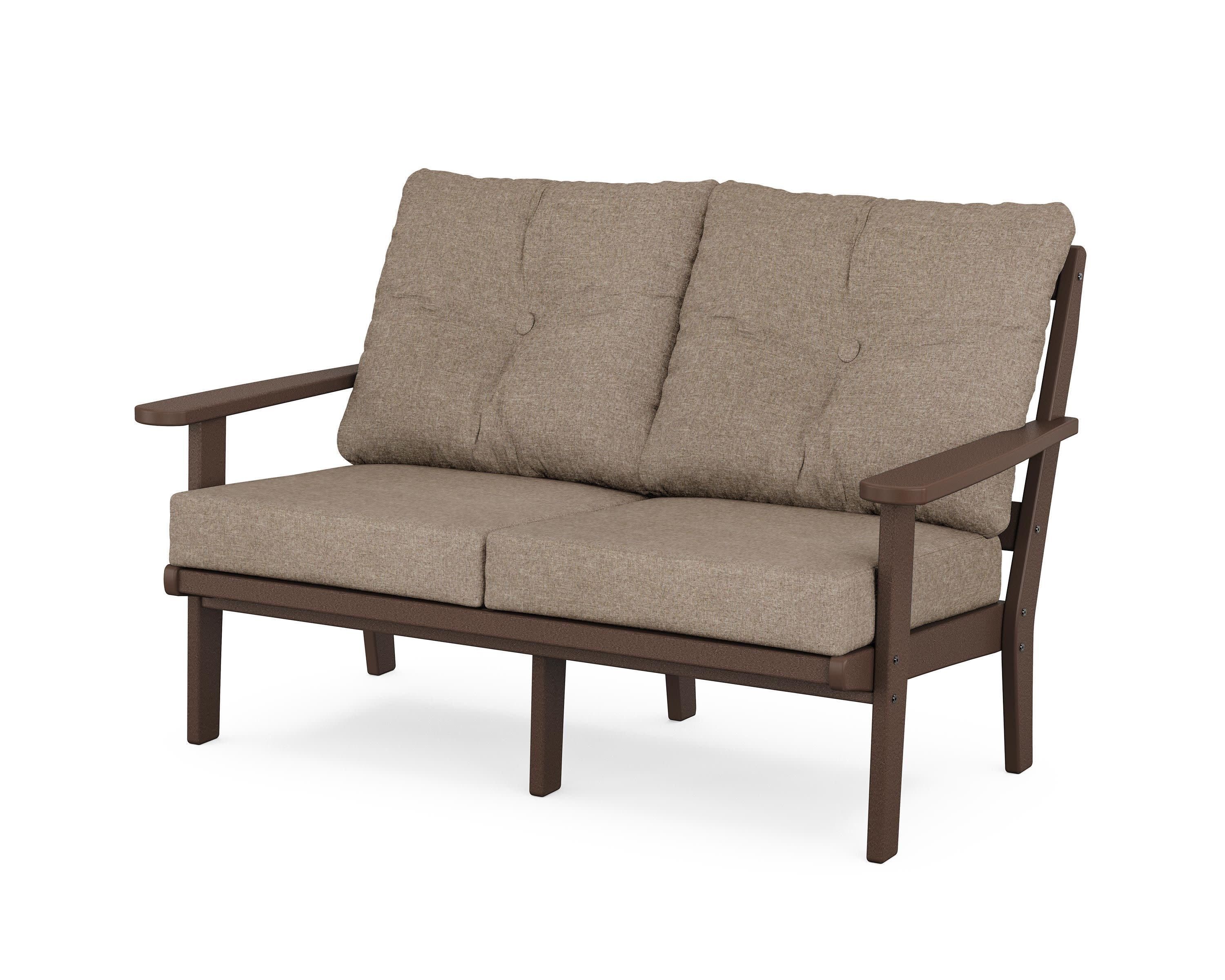 Mission Deep SeatingLoveseat in Mahogany / Spiced Burlap