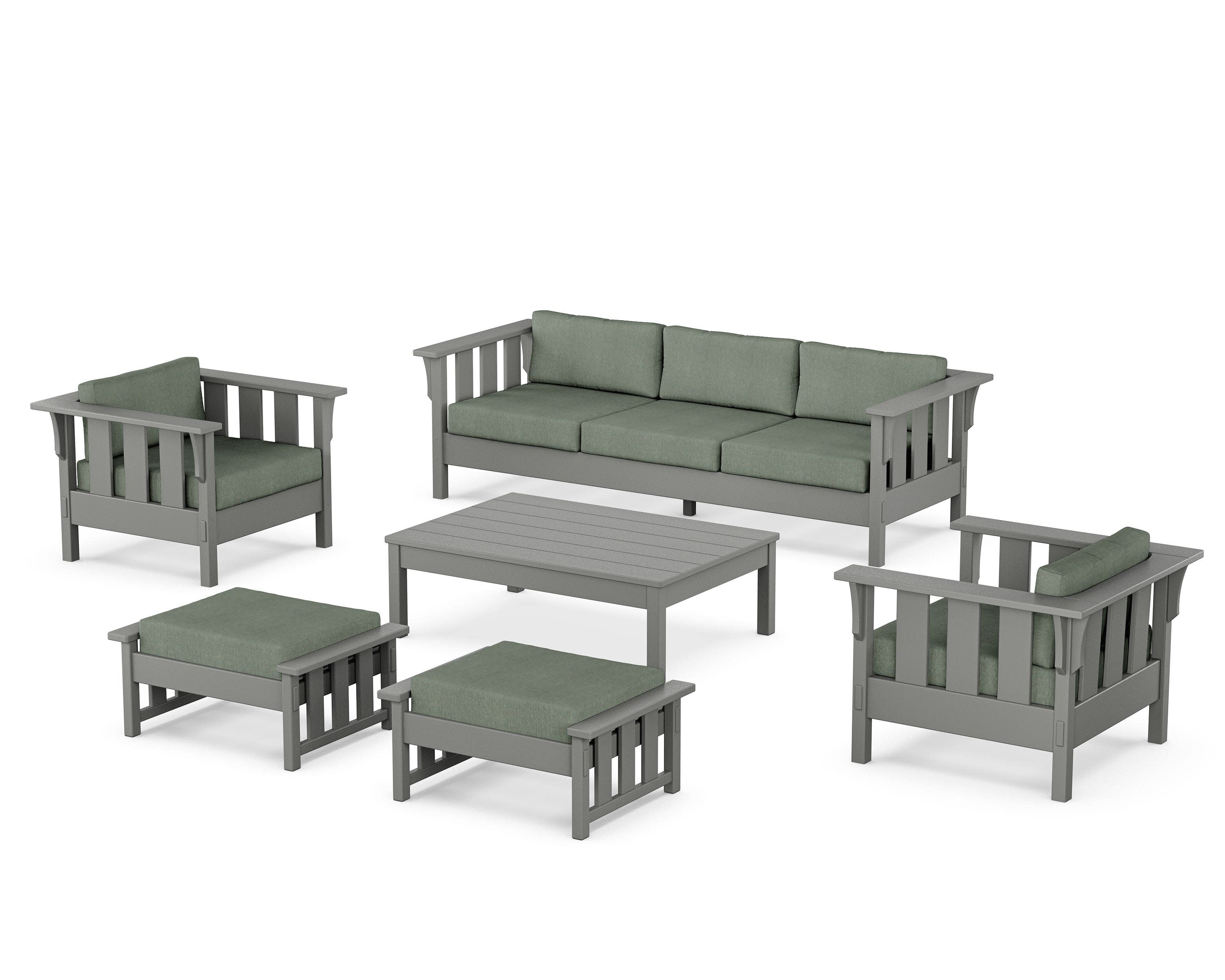 Acadia 6-Piece Lounge Sofa Set in Slate Grey / Cast Sage