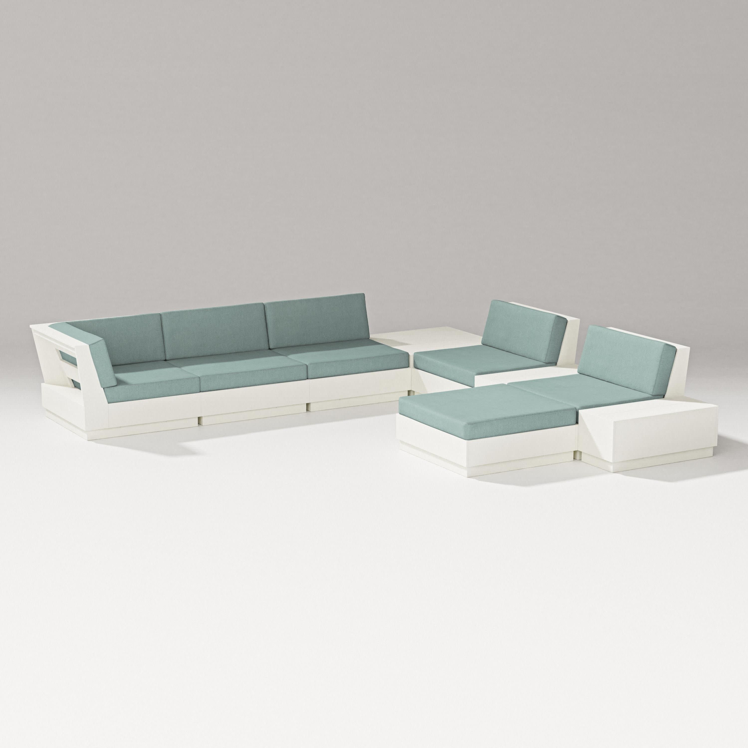 Elevate 9-Piece Conversation Sectional in Vintage White / Glacier Spa