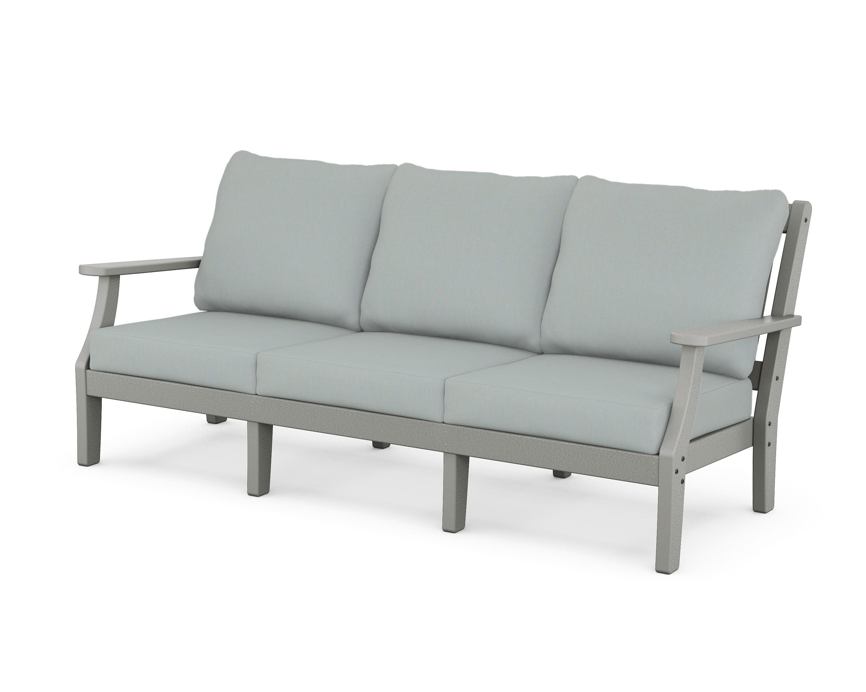 Chinoiserie Deep Seating Sofa in Slate Grey / Spa
