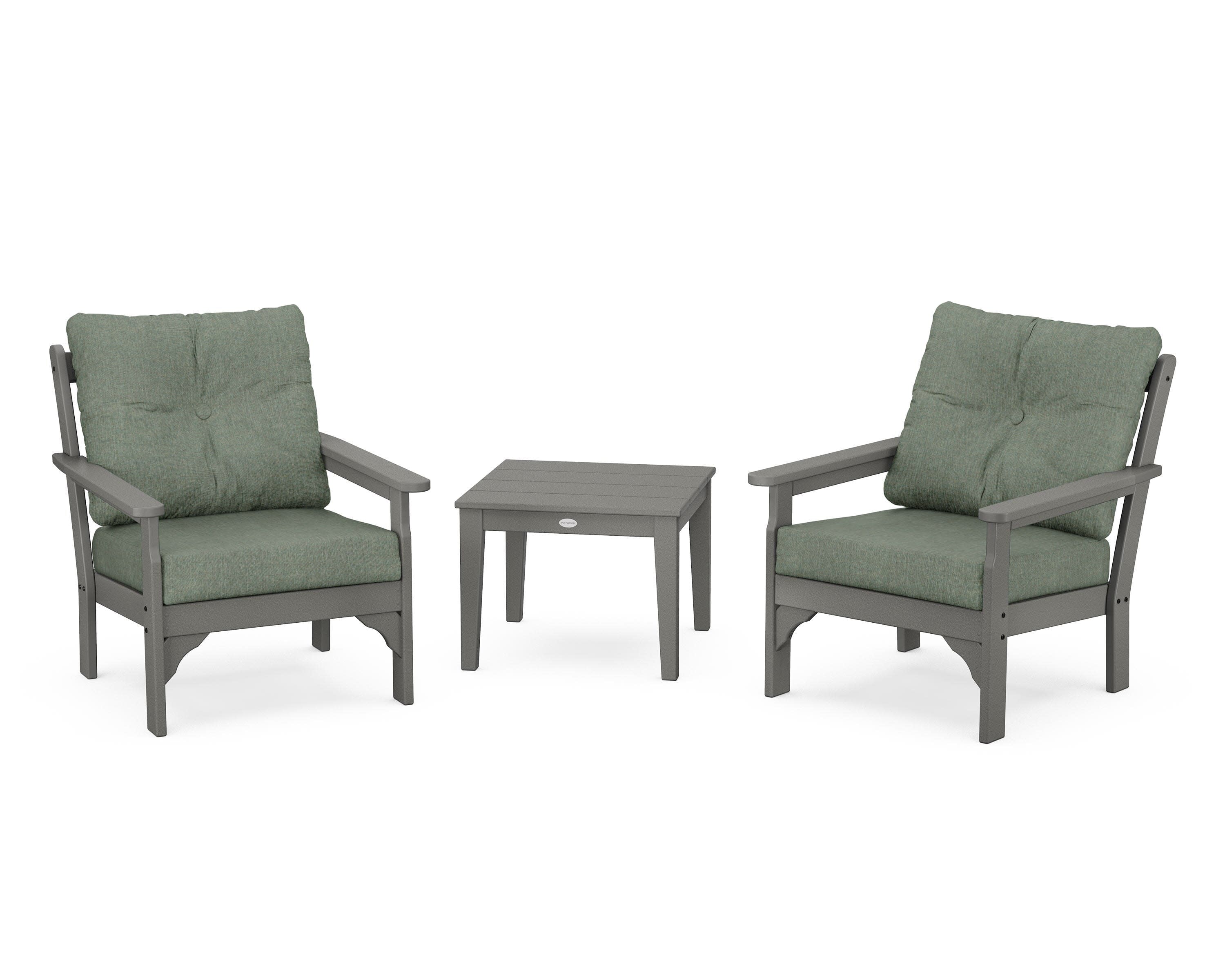 Vineyard 3-Piece Deep Seating Set in Slate Grey / Cast Sage