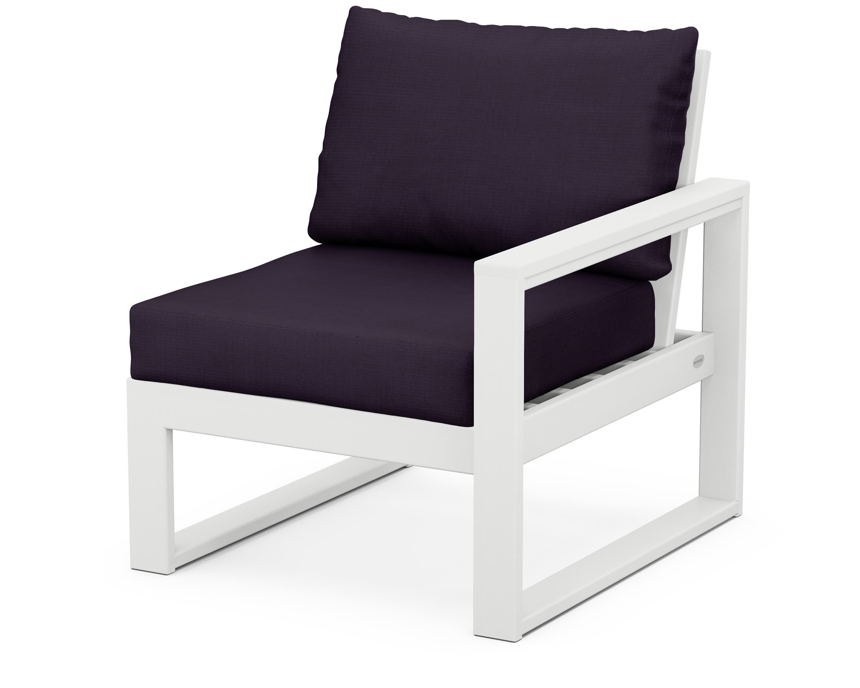 EDGE Modular Right Arm Chair in White / Navy Linen