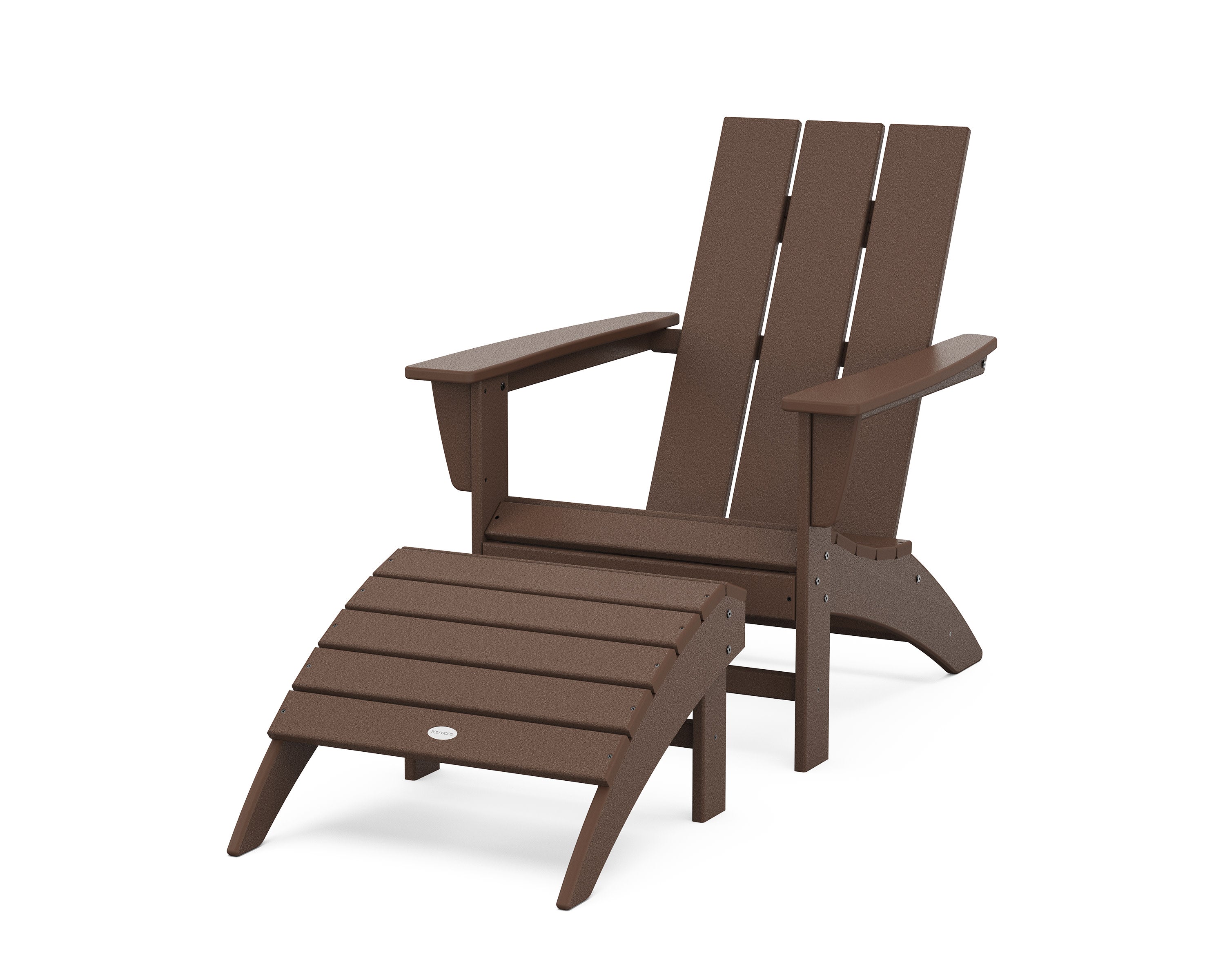 Modern Adirondack Chair 2-Piece Set with Ottoman in Mahogany