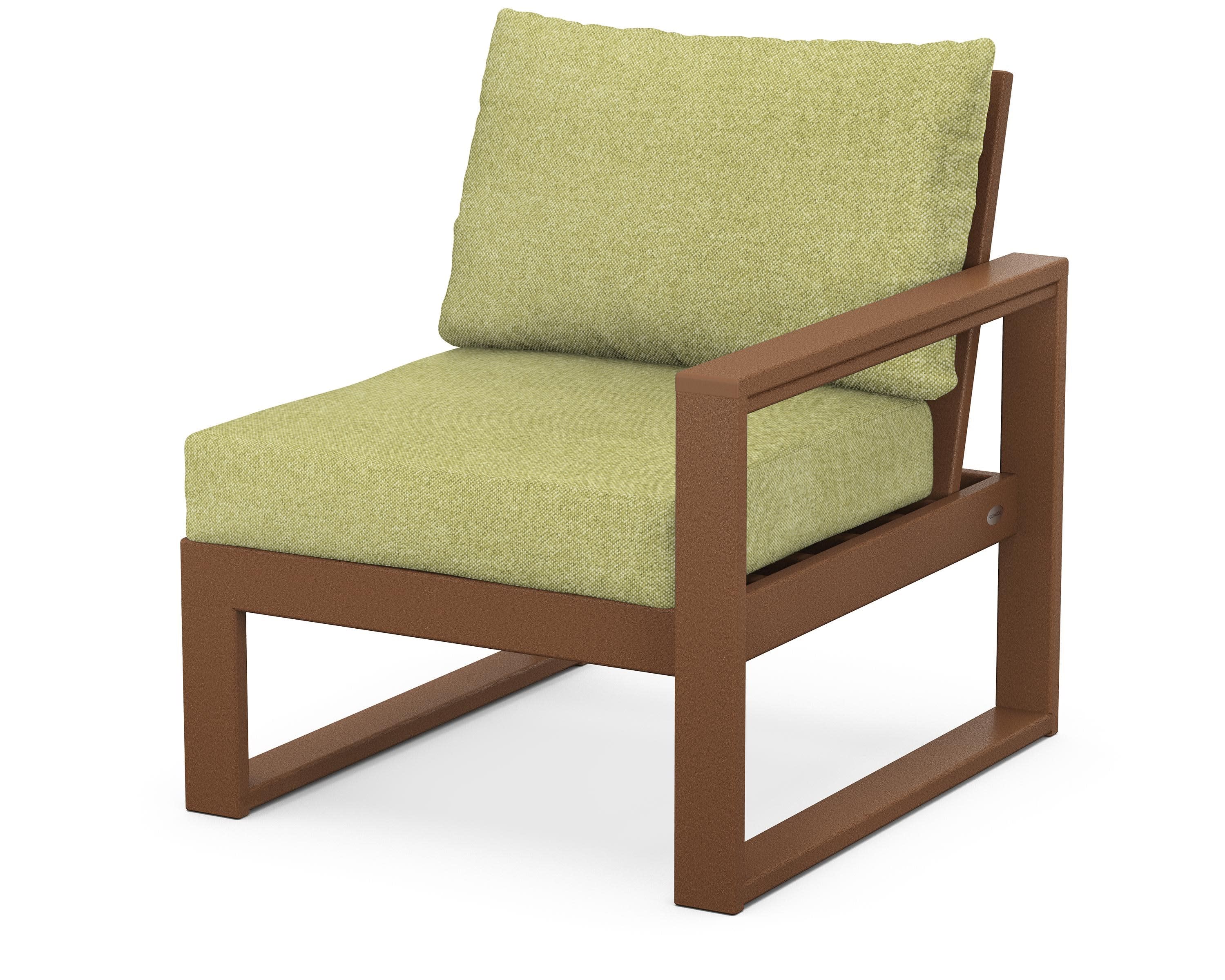 EDGE Modular Right Arm Chair in Teak / Chartreuse Boucle