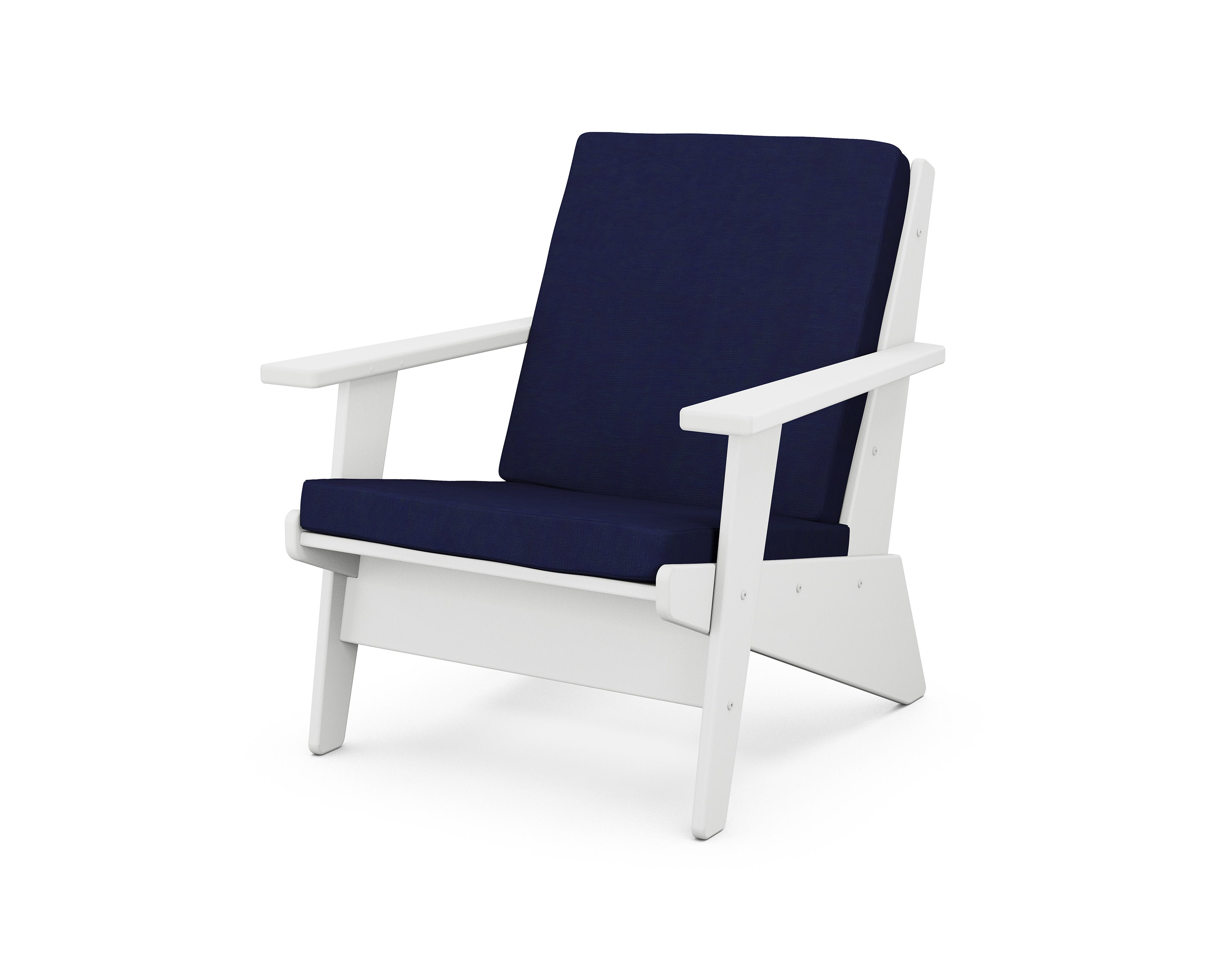Riviera Modern Lounge Chair in White / Navy
