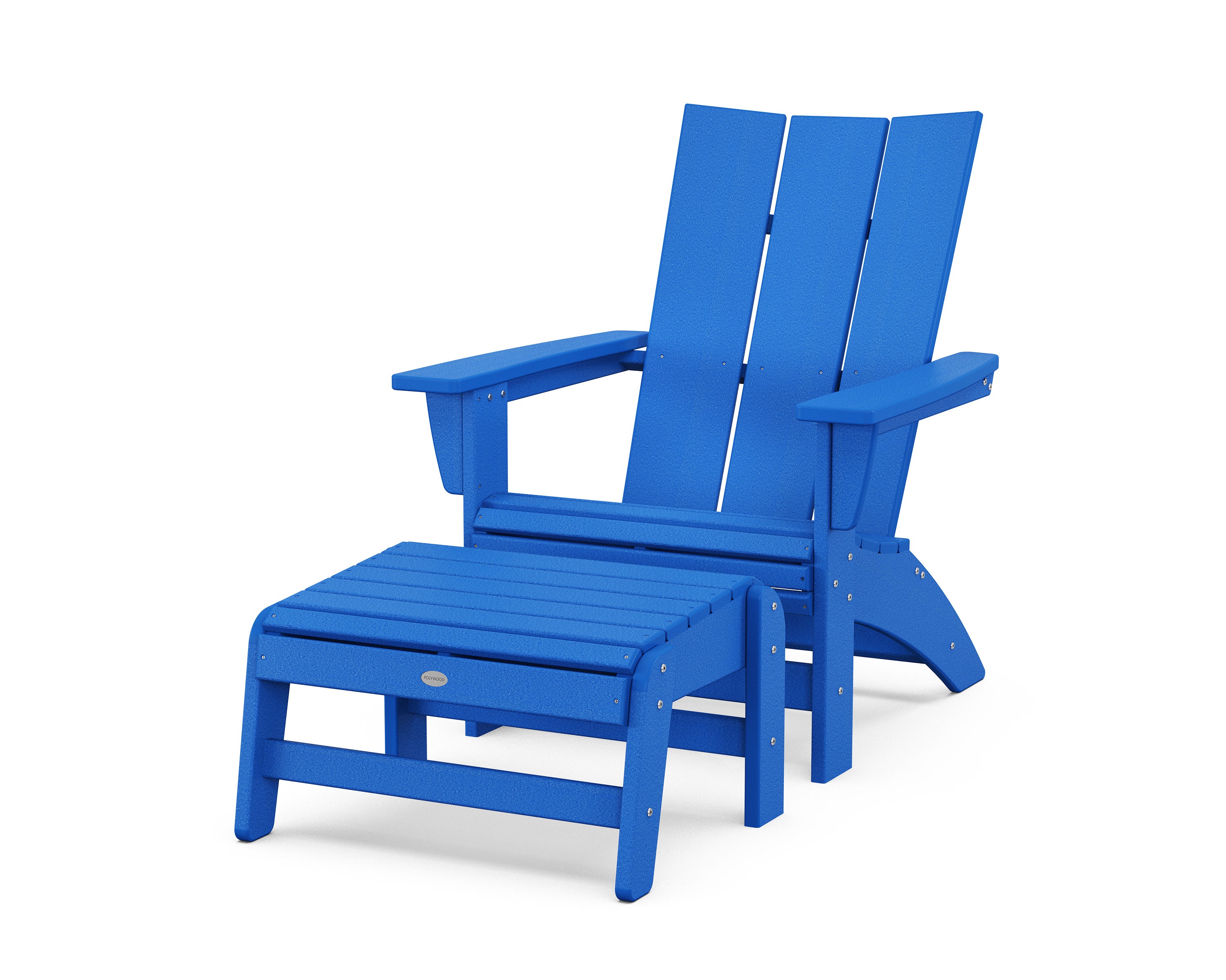 Modern Grand Adirondack Chair with Ottoman in Pacific Blue