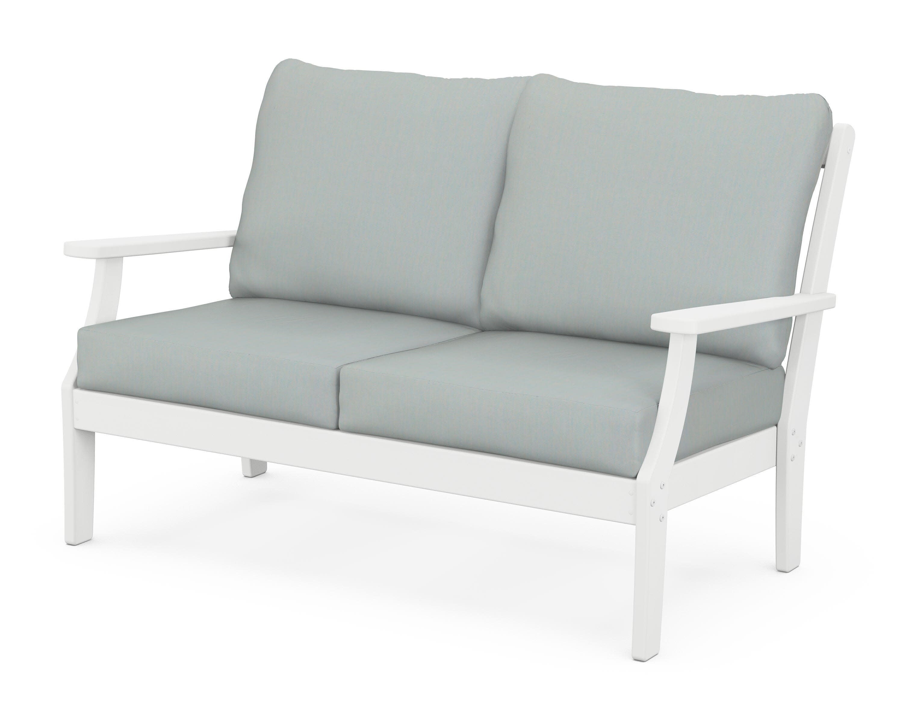 Braxton Deep Seating Loveseat in White / Spa