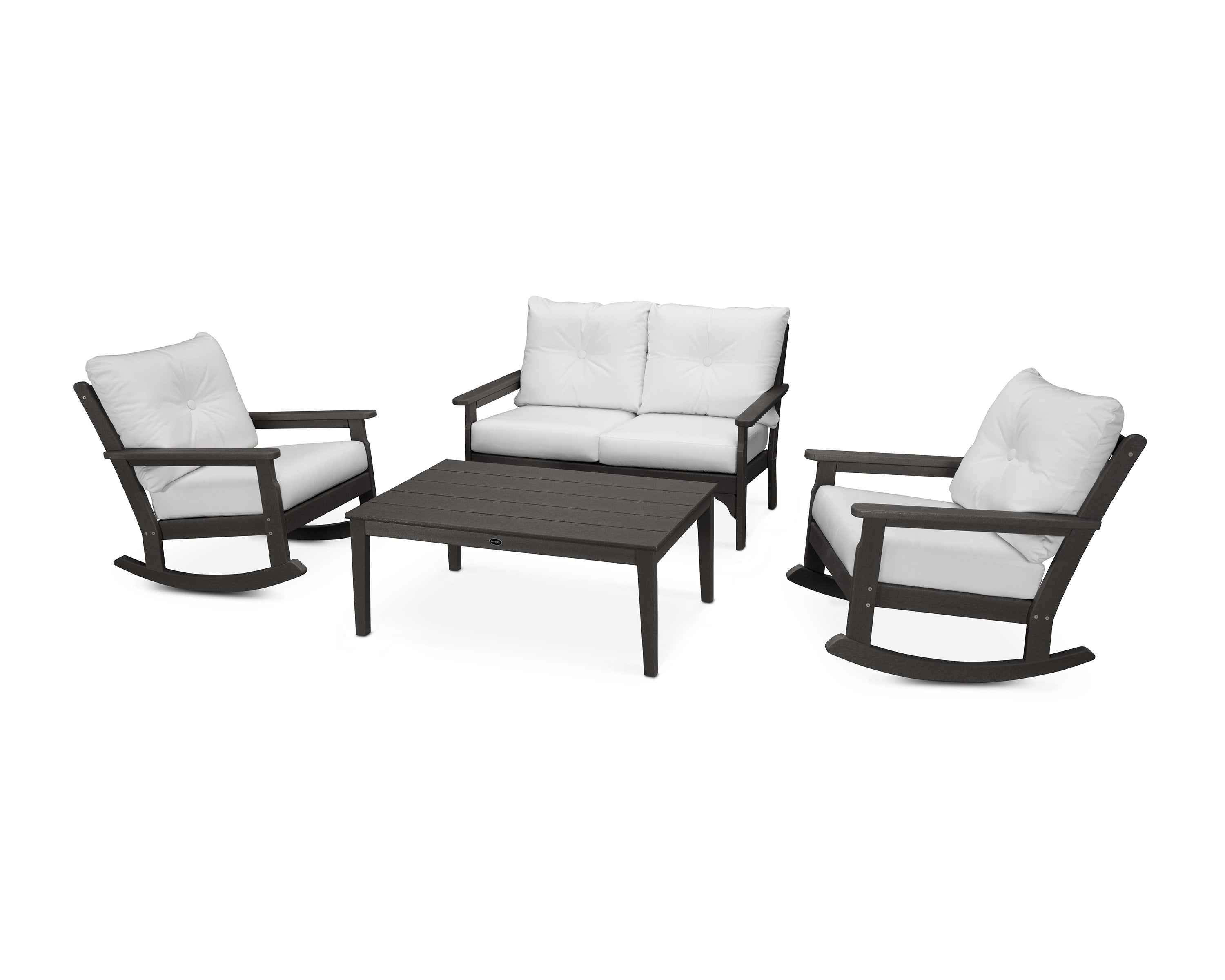 Vineyard 4-Piece Deep Seating Rocking Chair Set in Vintage Coffee / Natural